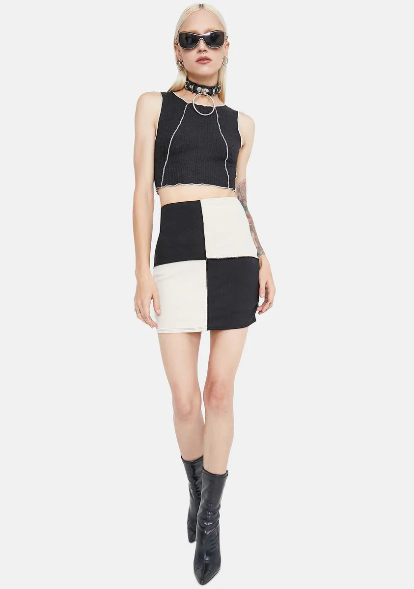 Ink Mad Moods Colorblock Mini Skirt - Image 3