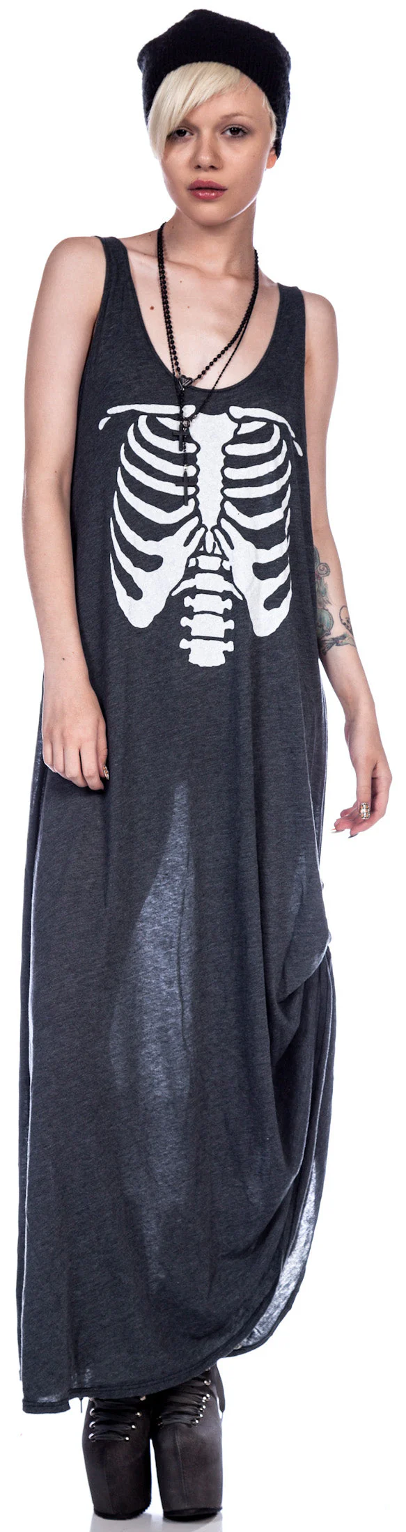 Inside Out Grunge Maxi Dress - Black - Image 10