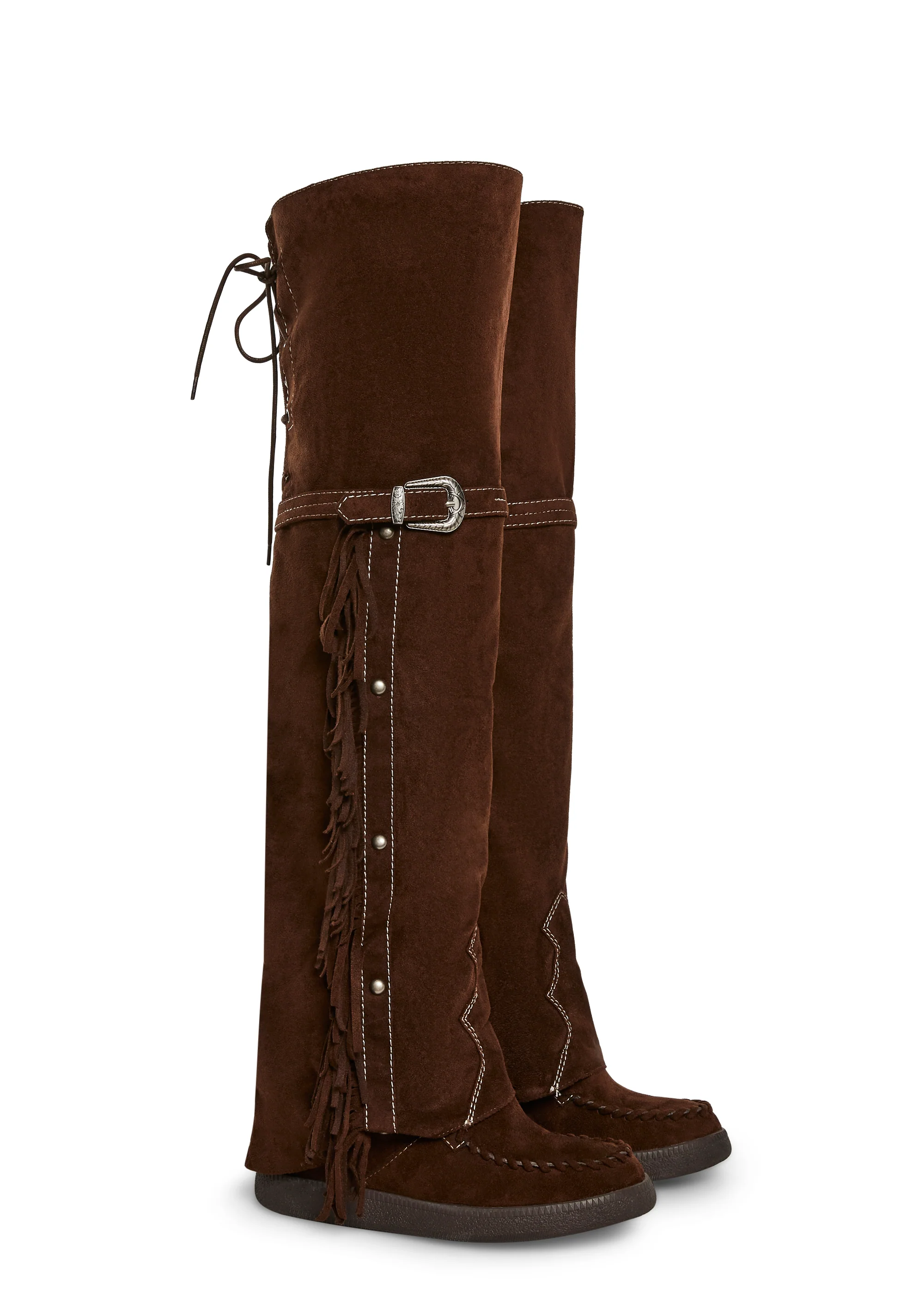 Fringe Thigh High Wedge Boot - Image 4