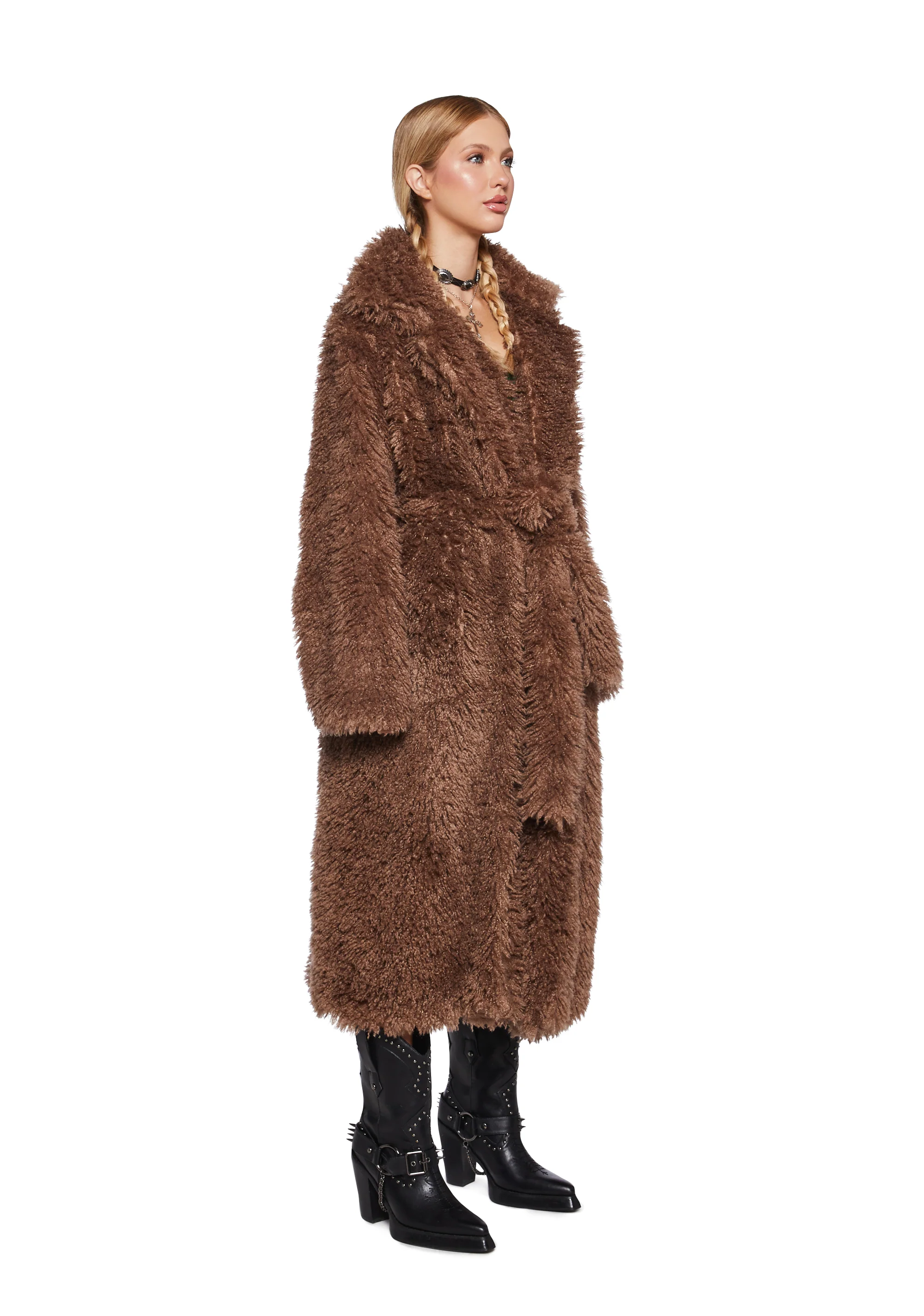 It’s All Happening Faux Fur Coat - Brown - Image 3