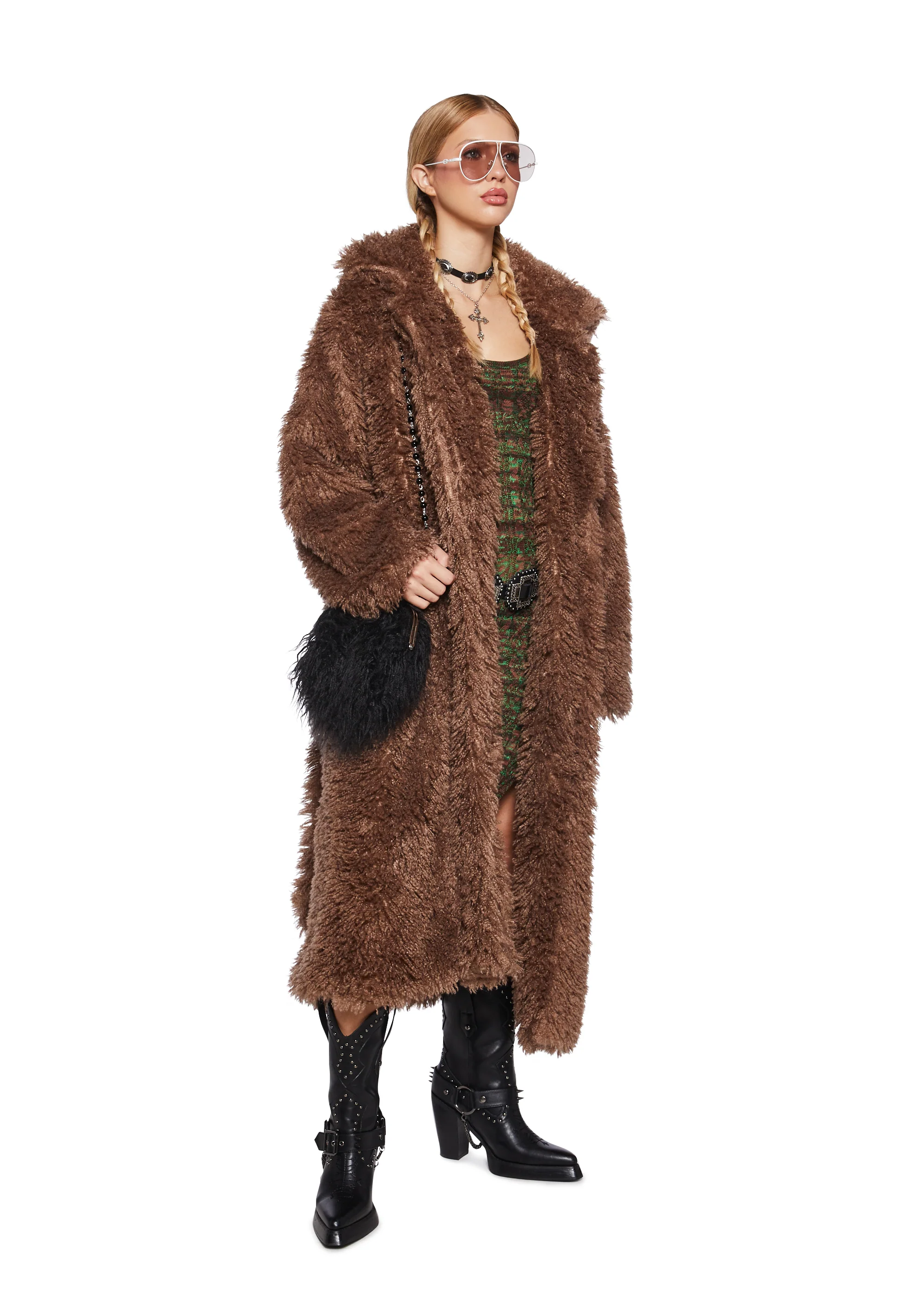 It’s All Happening Faux Fur Coat - Brown - Image 5