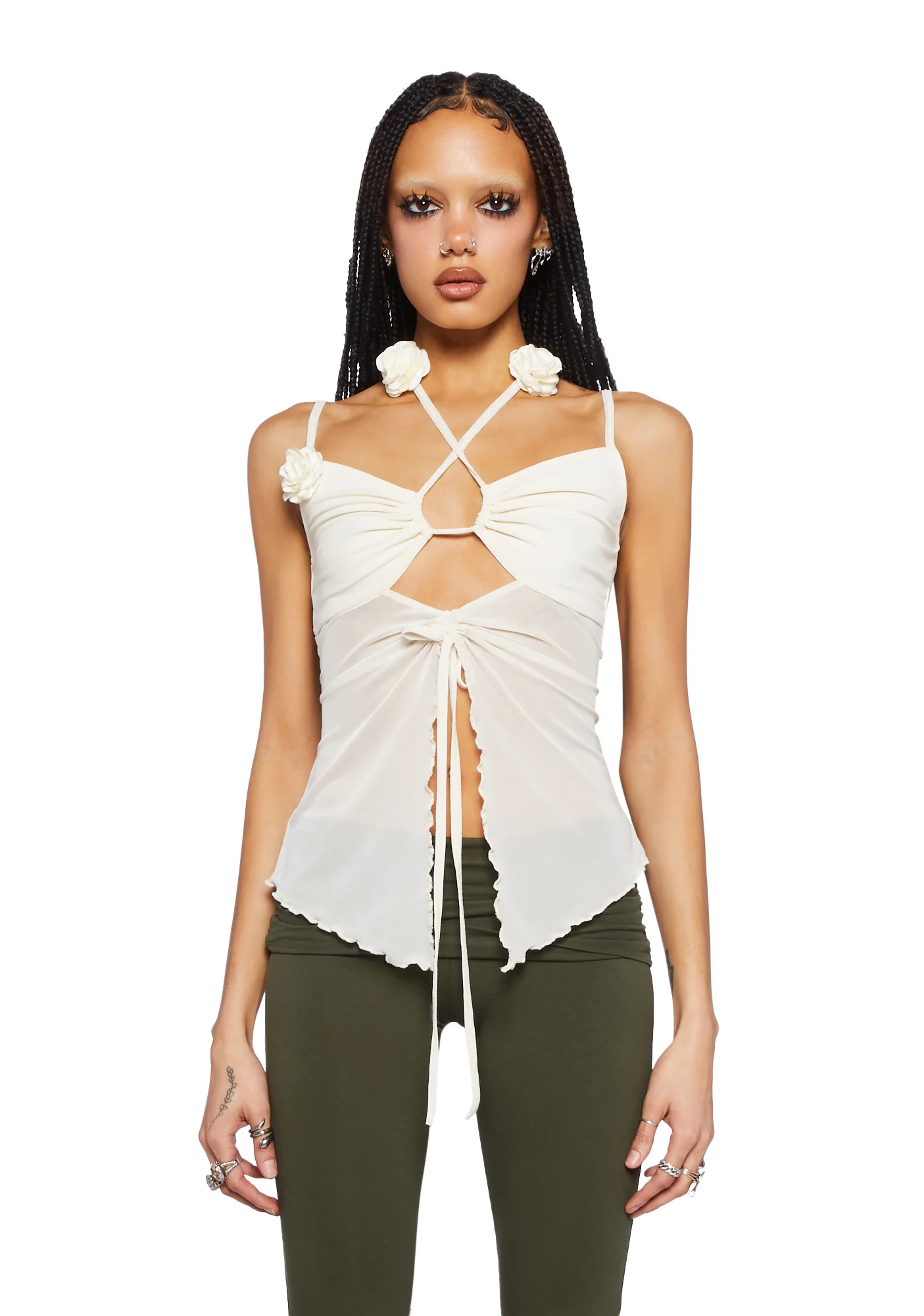 Posh Petals Halter Top- White - Image 6