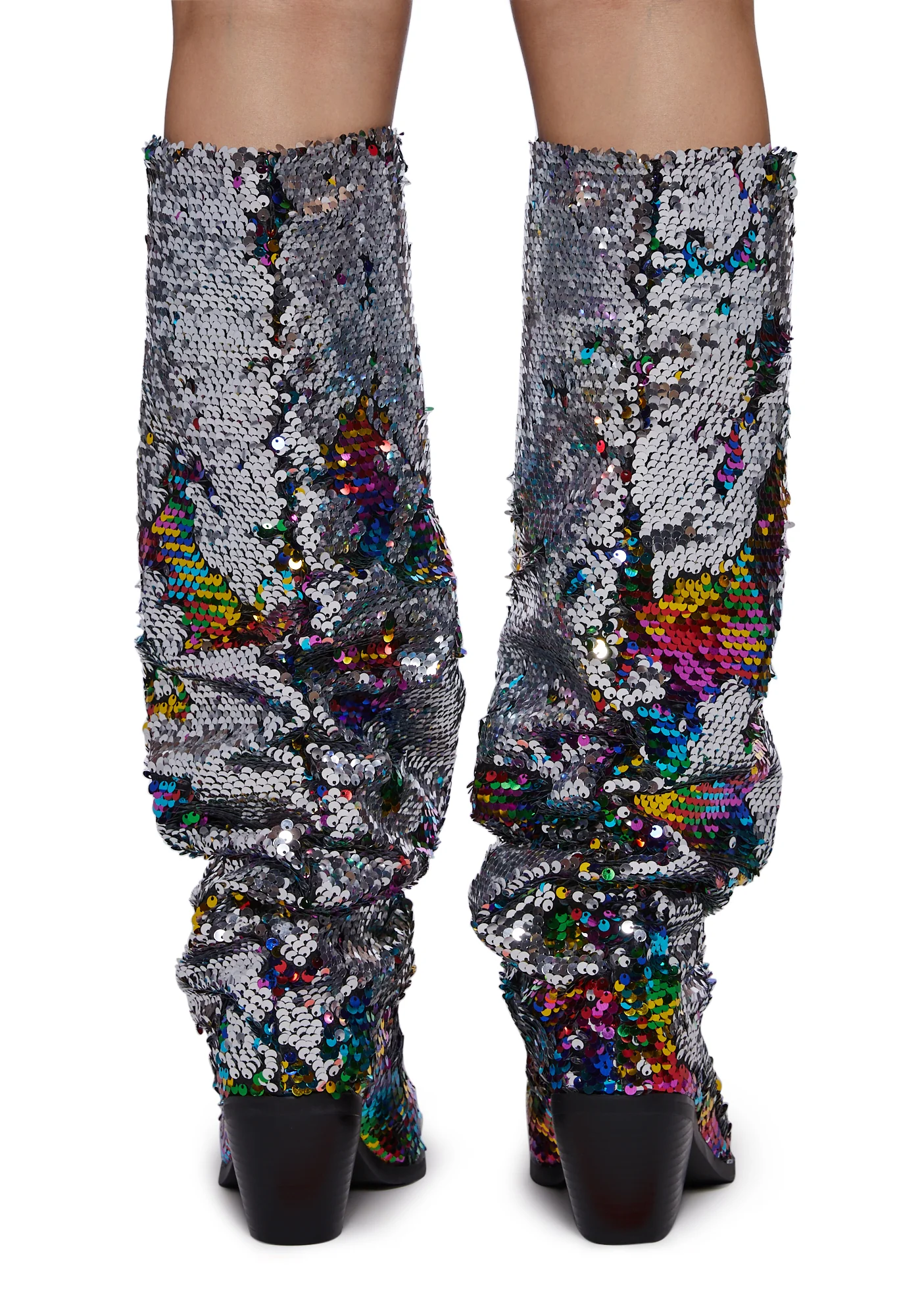 Jadie Sequin Cowboy Boots - Rainbow - Image 4