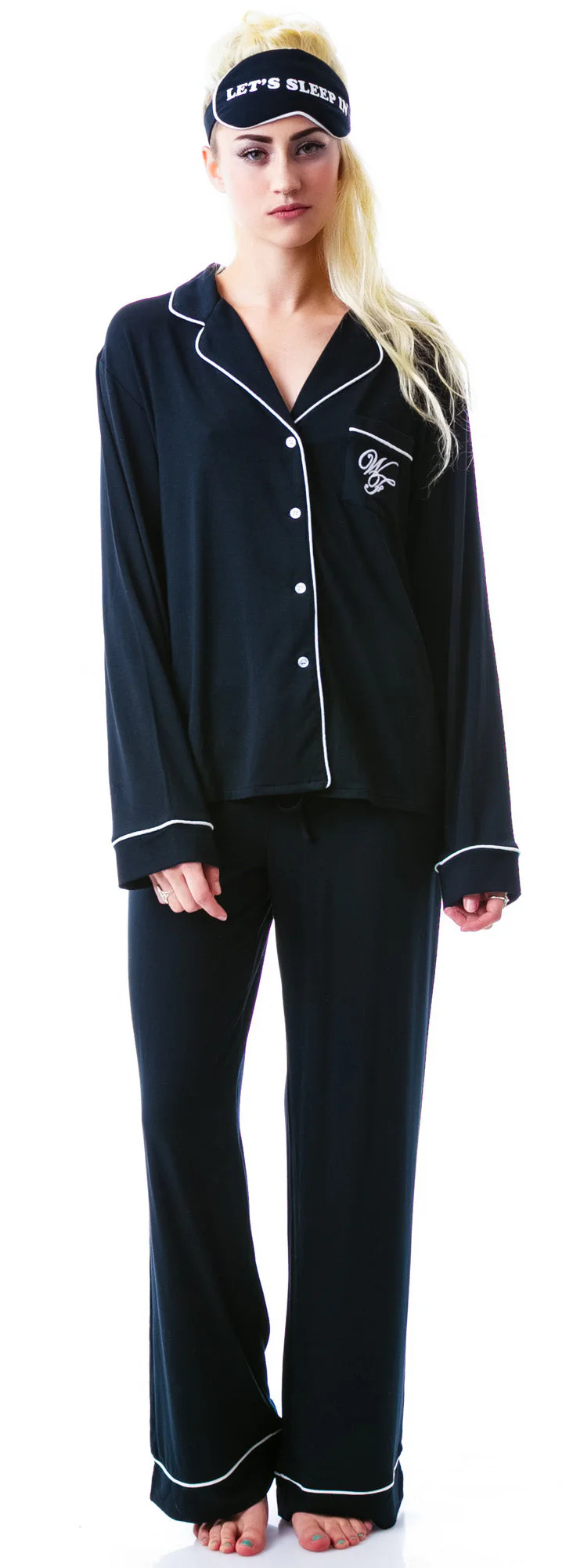 Je T'aime Classic PJ Set - Black - Image 10