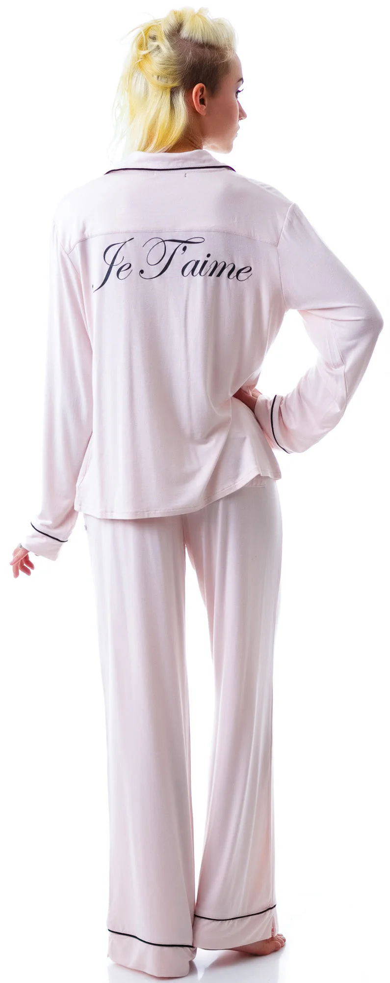 Je T'aime Classic PJ Set - Black - Image 3