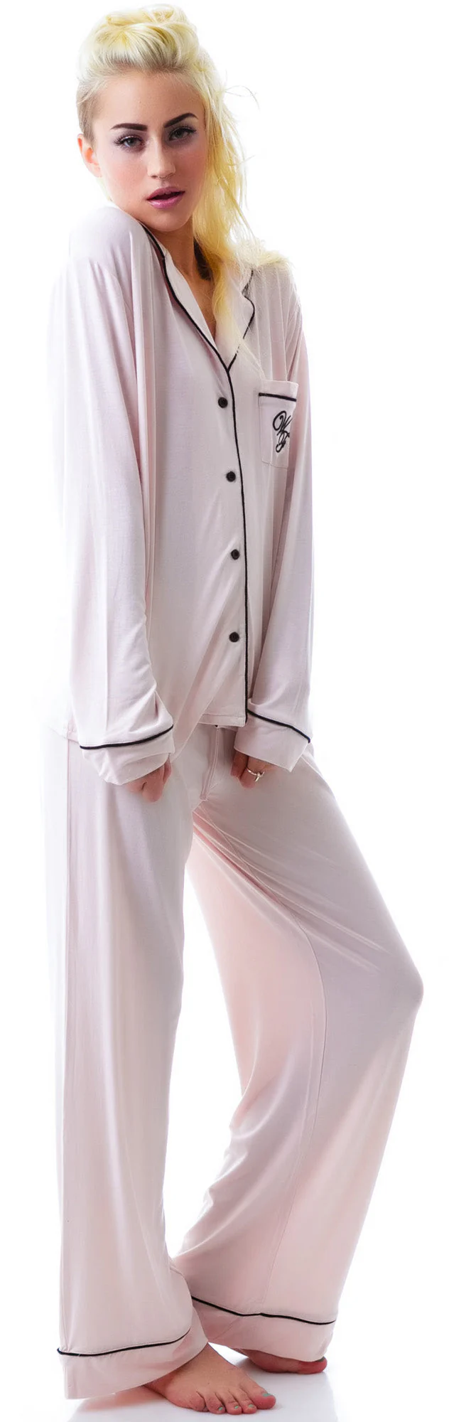Je T'aime Classic PJ Set - Black - Image 4