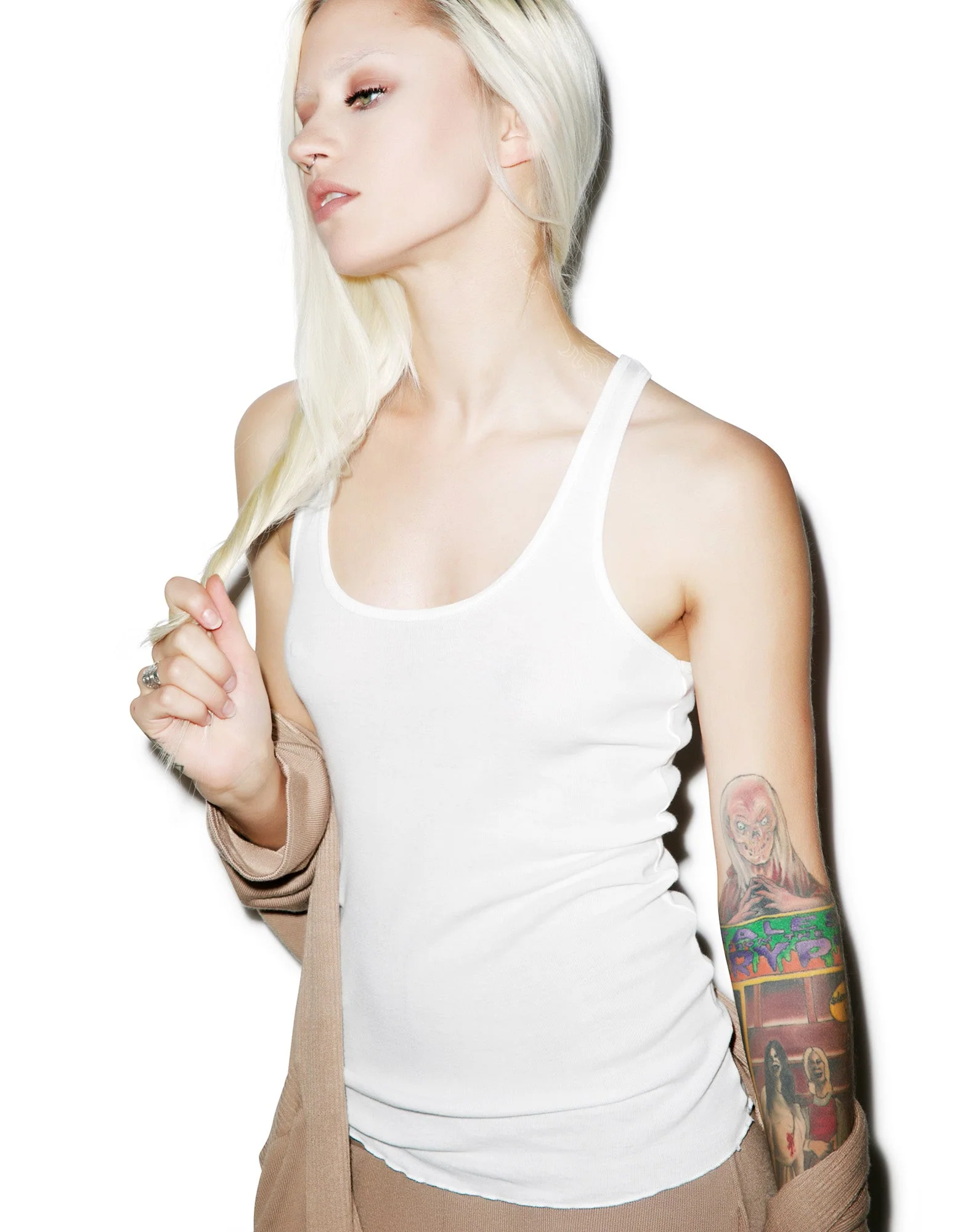 Jen Ribbed Tank Top - White - Image 2