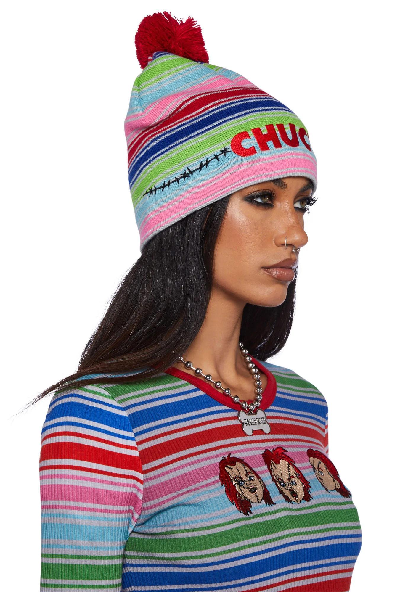 Just Bad Striped Beanie - Image 2