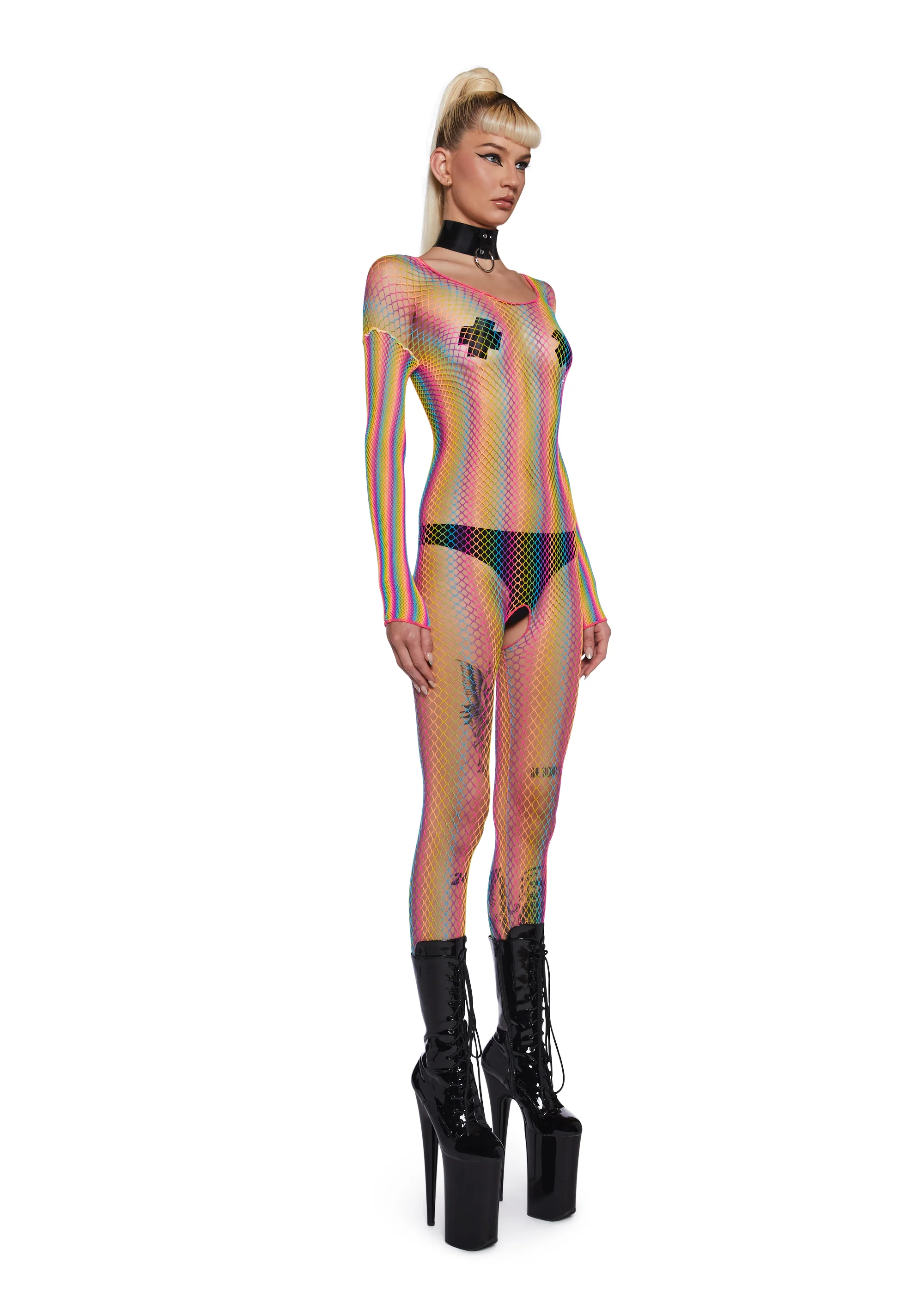 Kaleidoscope Kiss Fishnet Body Stocking - Image 3