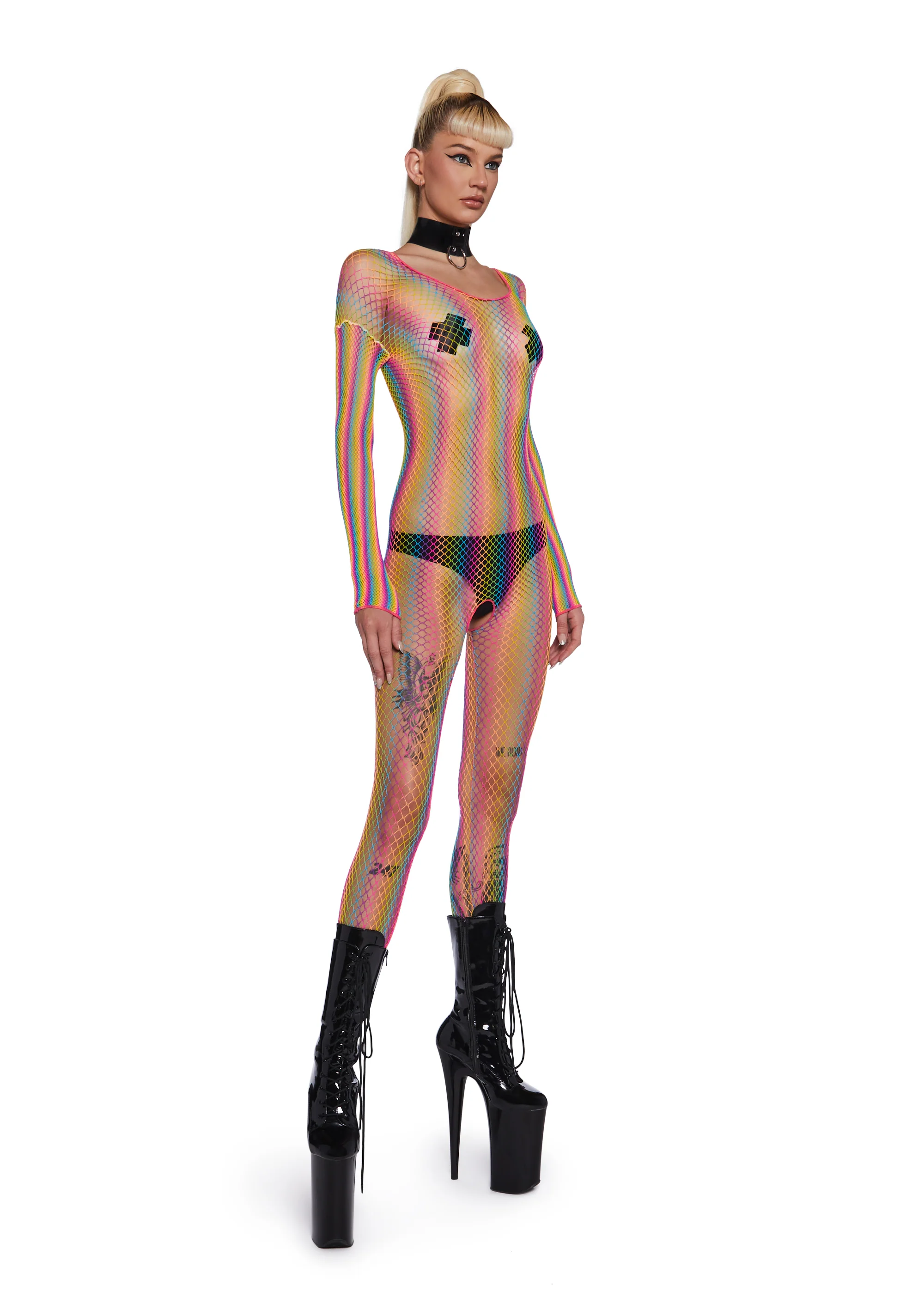Kaleidoscope Kiss Fishnet Body Stocking - Image 5