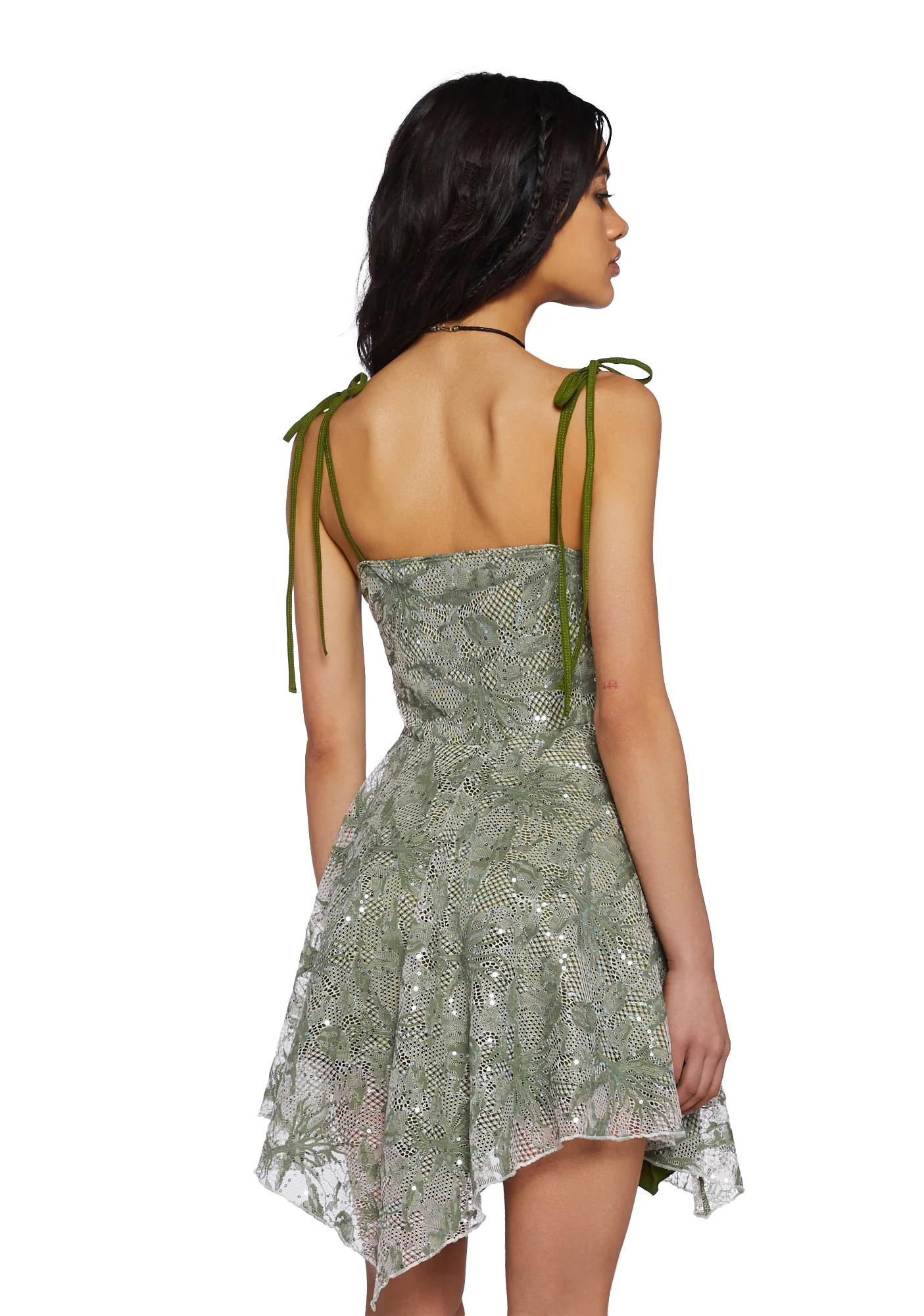 Keep Shining Mini Dress-Green Sparkle - Image 4