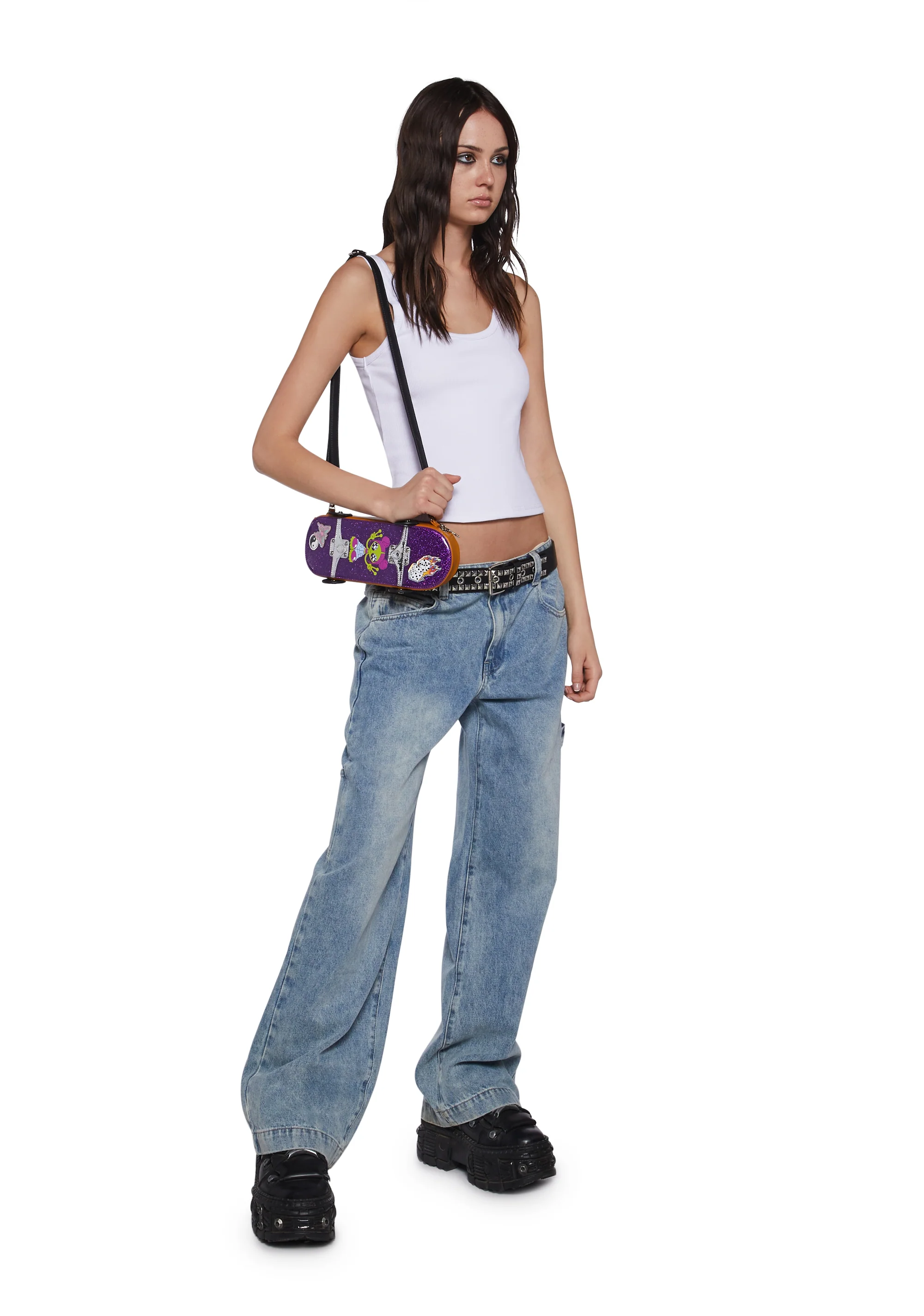 Kickflip Skateboard Crossbody Bag - Purple - Image 6