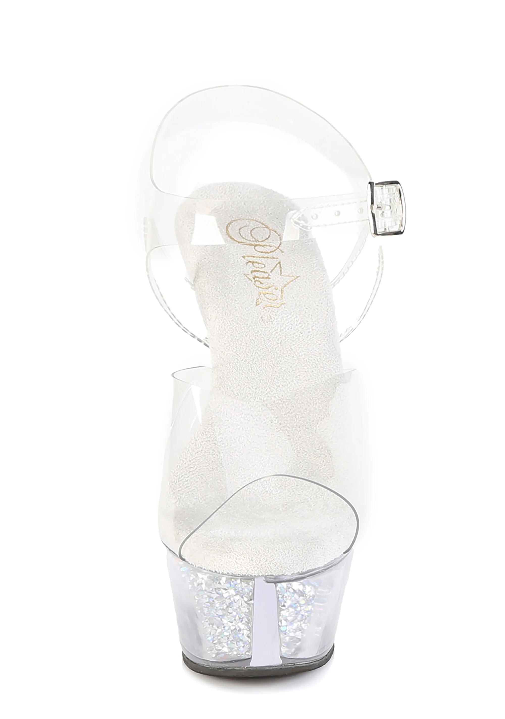 Kiss-208RSI Platform Ankle Strap Sandals-Clear Rhinestones - Image 3