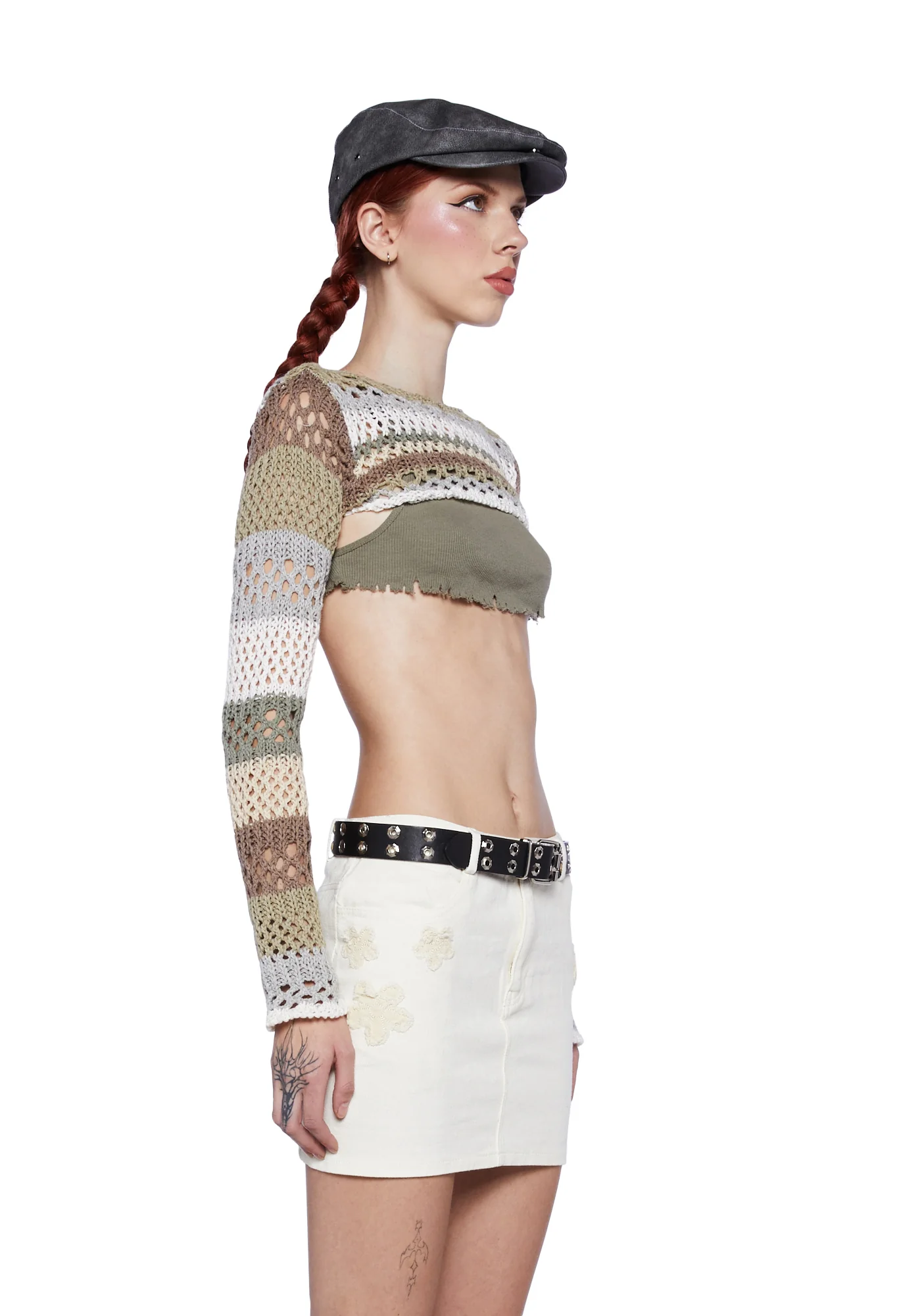 Knitted Cropped Shrug - Striped - Image 3