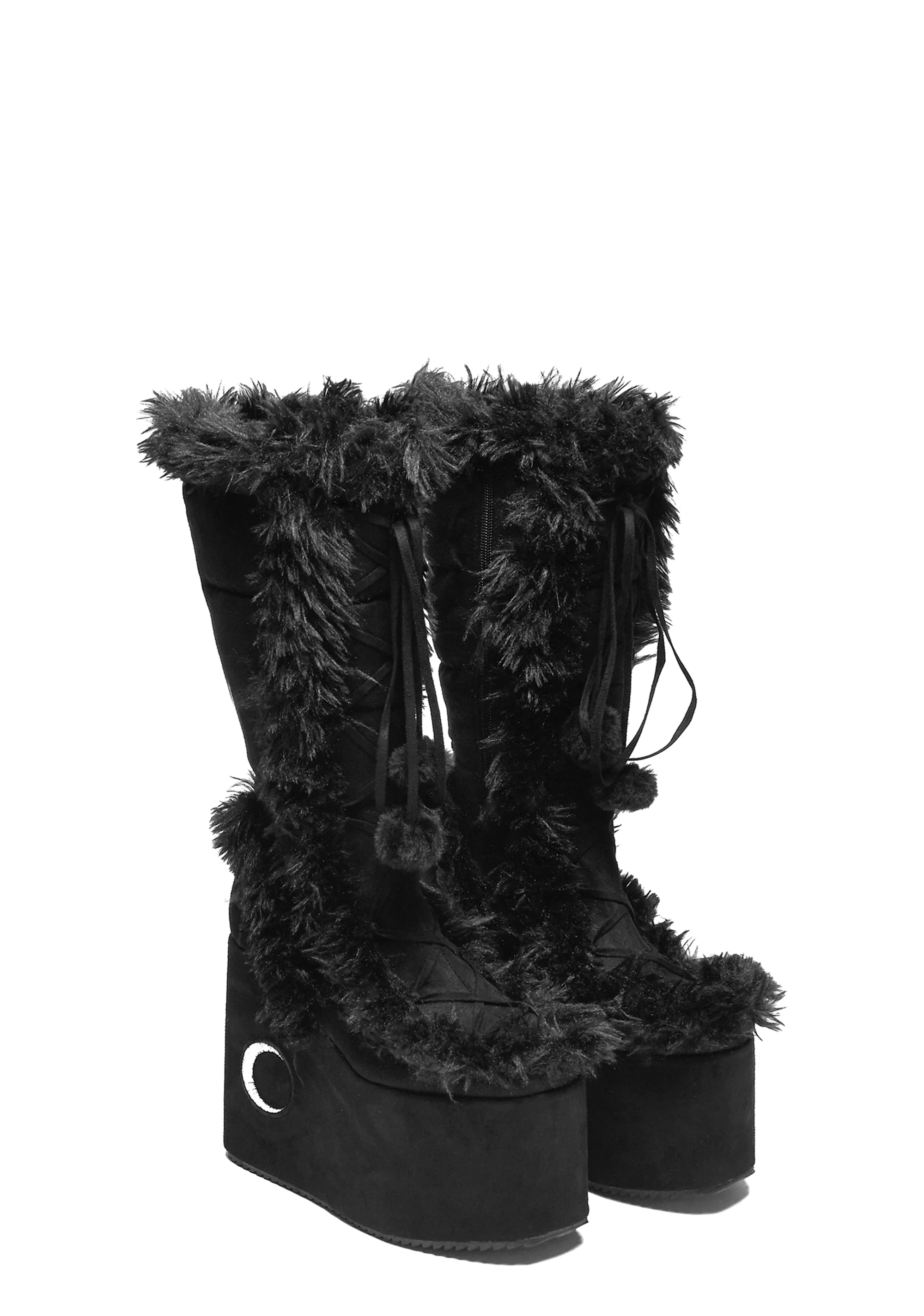 La Push Crescent Platform Faux Fur Long Boots - Image 2