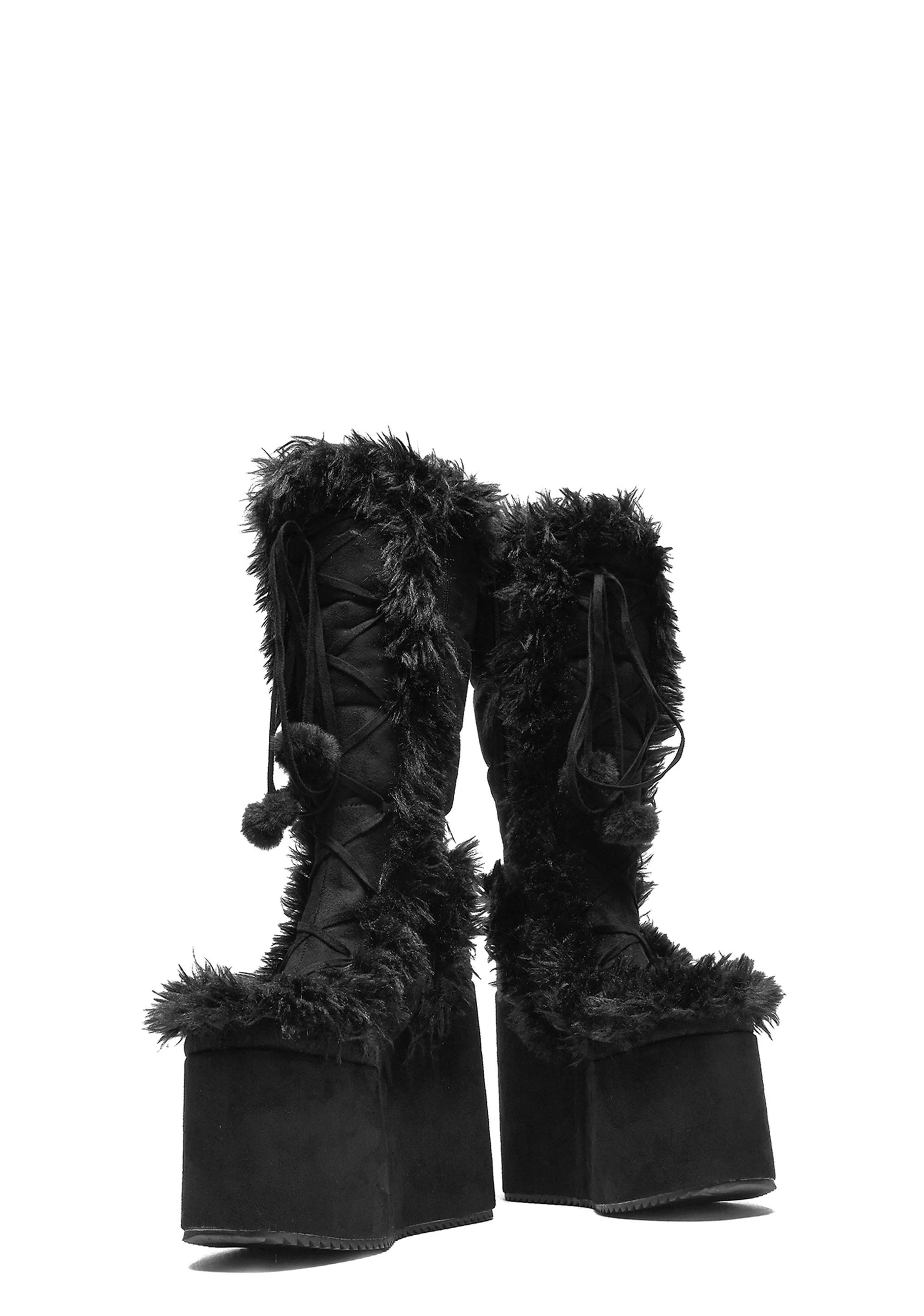 La Push Crescent Platform Faux Fur Long Boots - Image 3
