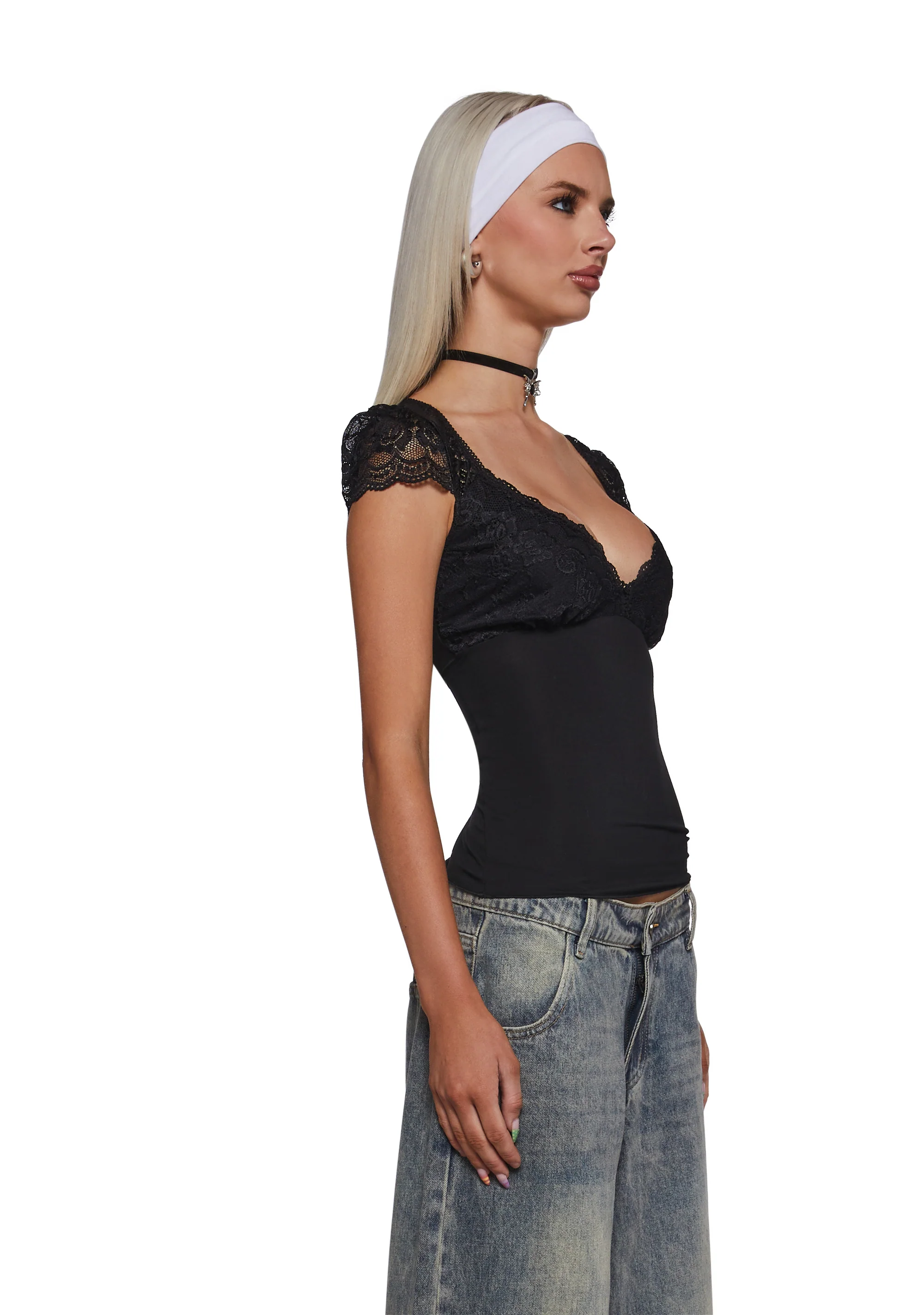Top Romance Lace Top - Black - Image 3