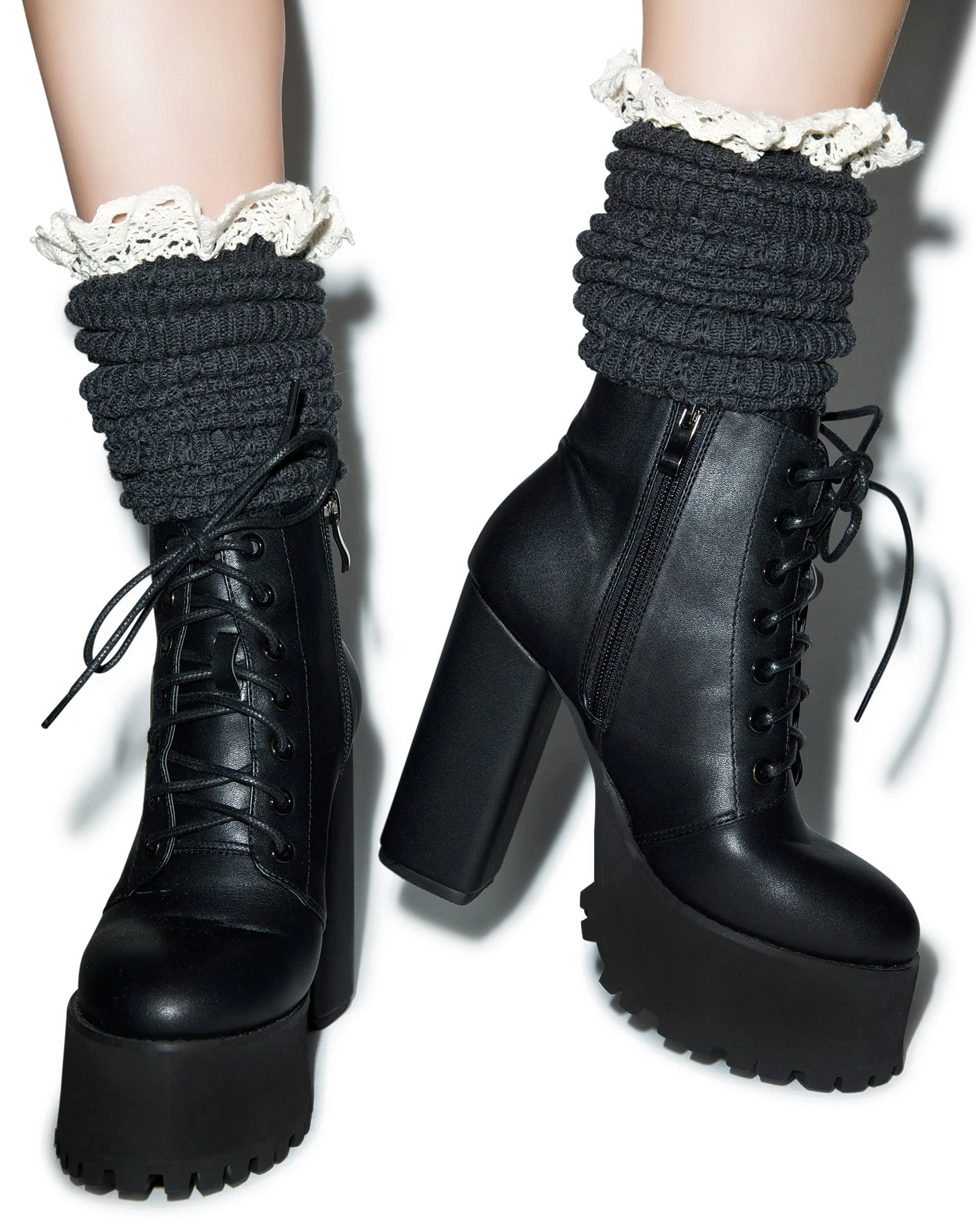 Lace For Days Legwarmers - Dark Gray - Image 9