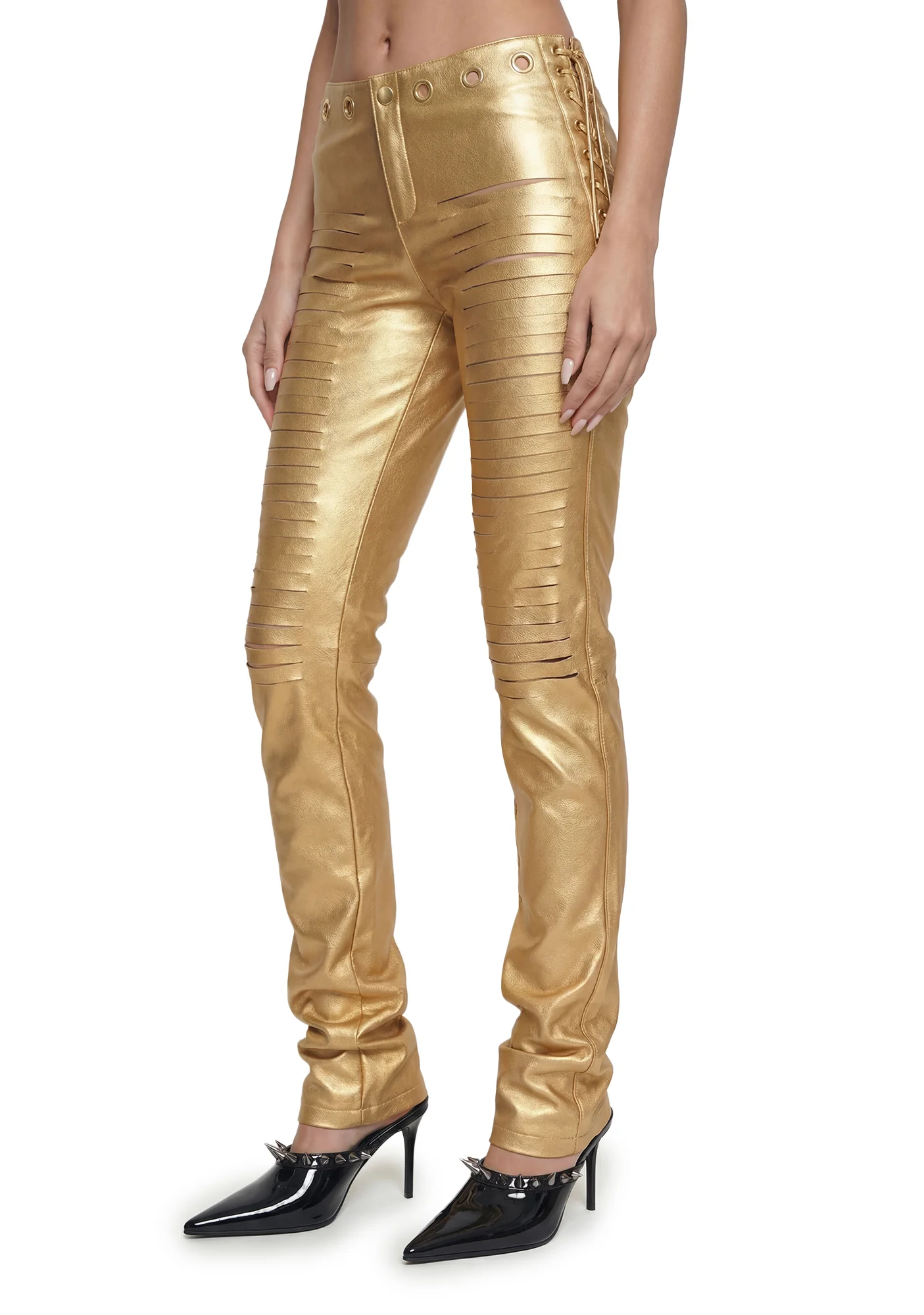Lasercut Low Waist Pant - Gold - Image 3