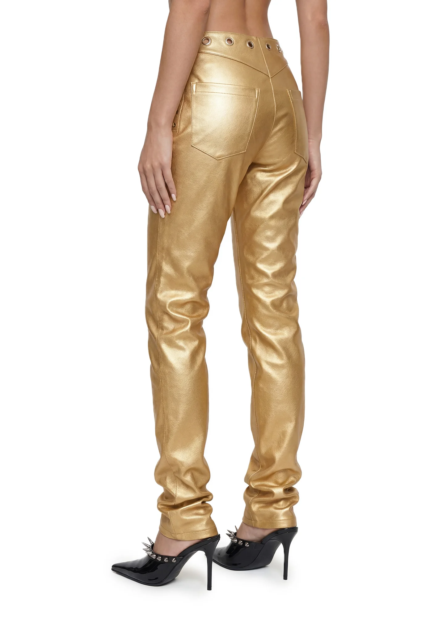 Lasercut Low Waist Pant - Gold - Image 4