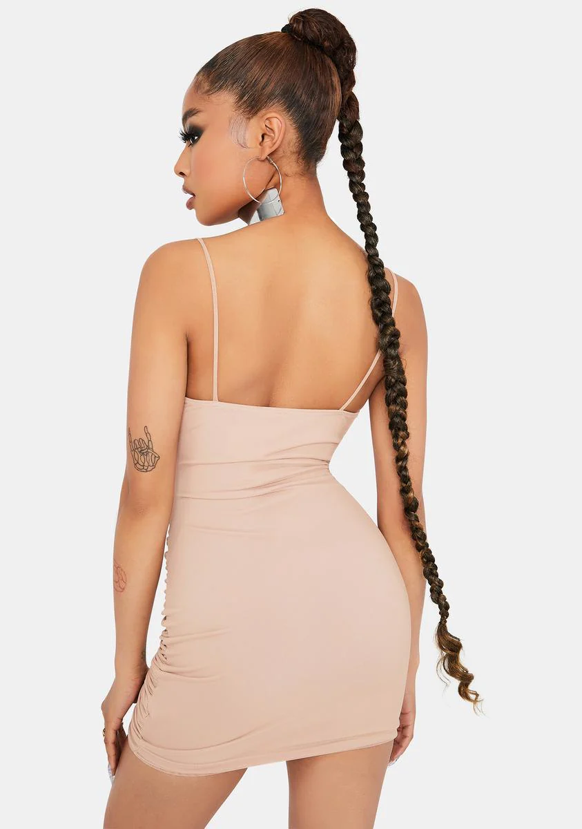 Latte Keep Talkin' Ruched Bodycon Dress - Image 4