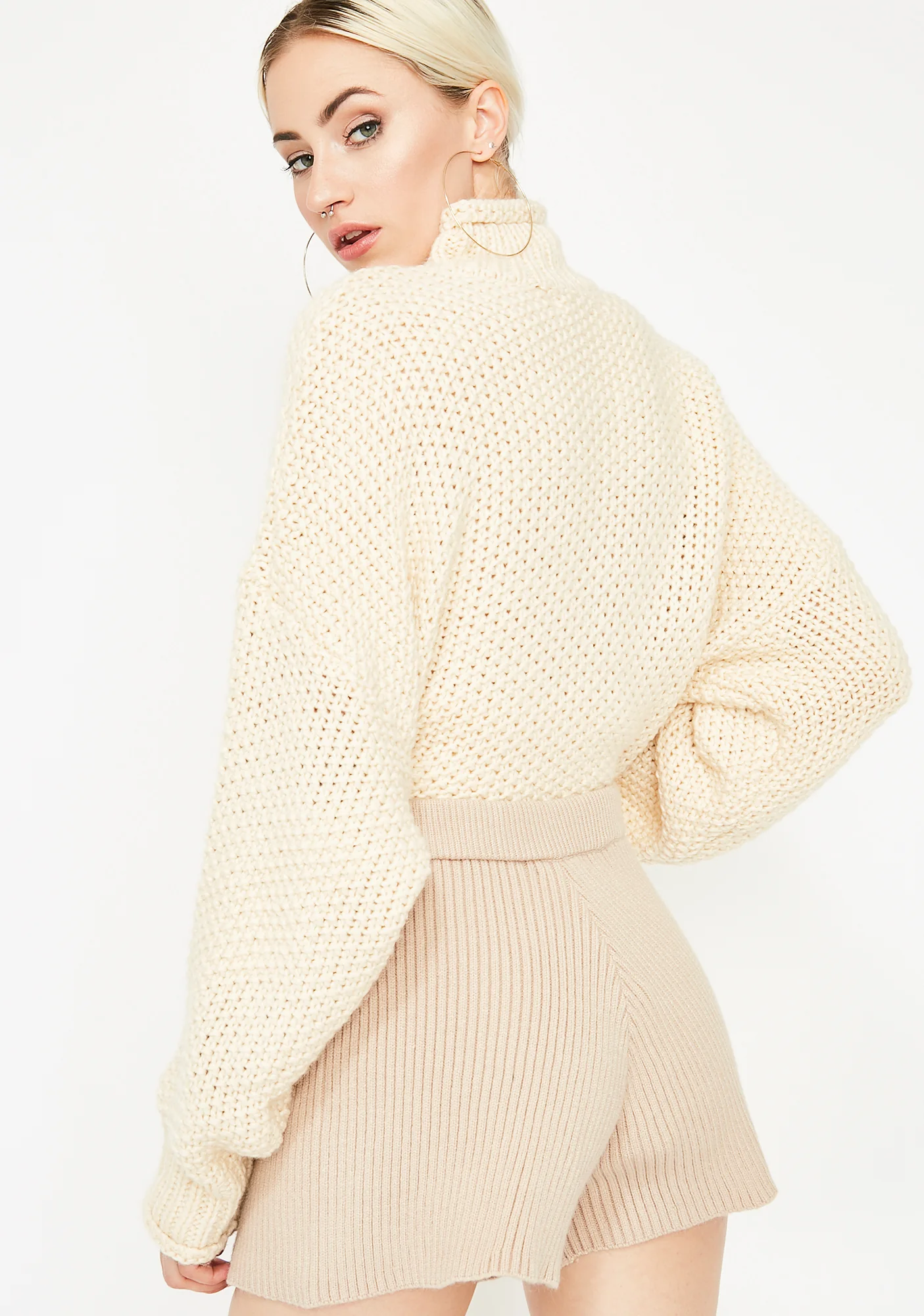 Latte Sweater Weather Knit Shorts - Image 4