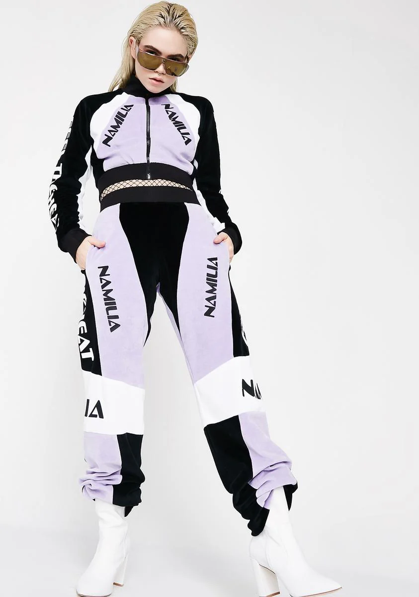 Lavender Velour Motocross Trousers - Image 5