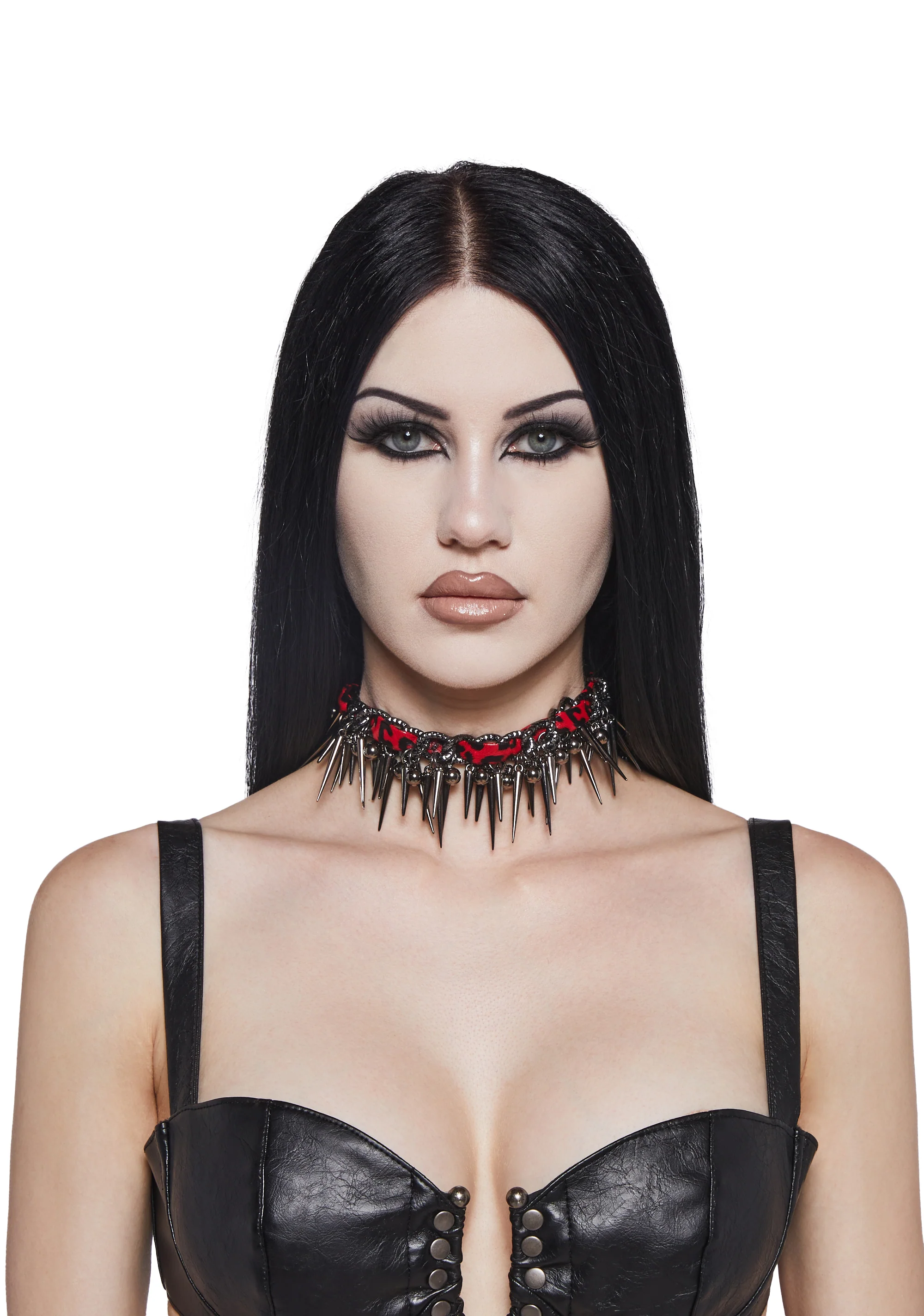 Leopard Choker With Spike Charms - Image 3