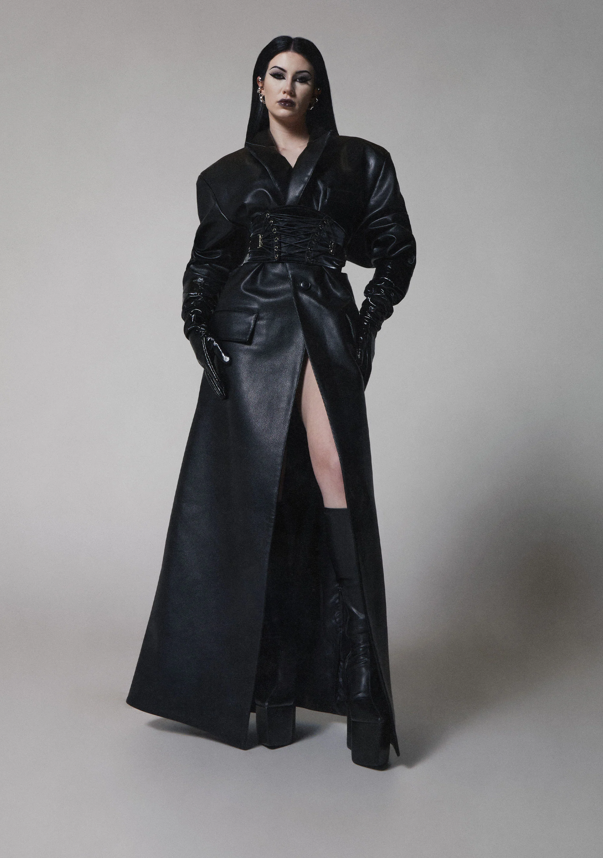 Leather Elongated Blazer Coat - Image 6