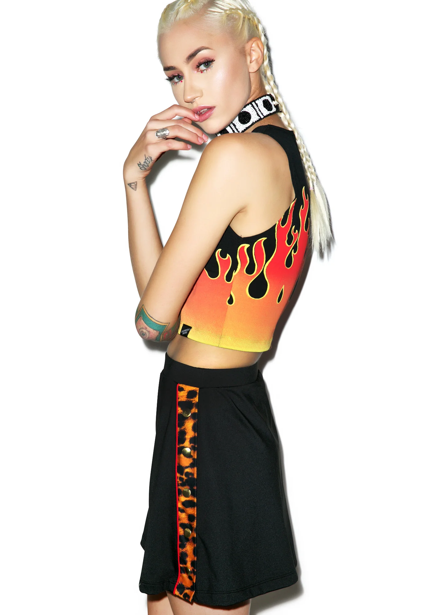 Leopard Popper Detail Sports Skirt - Image 3