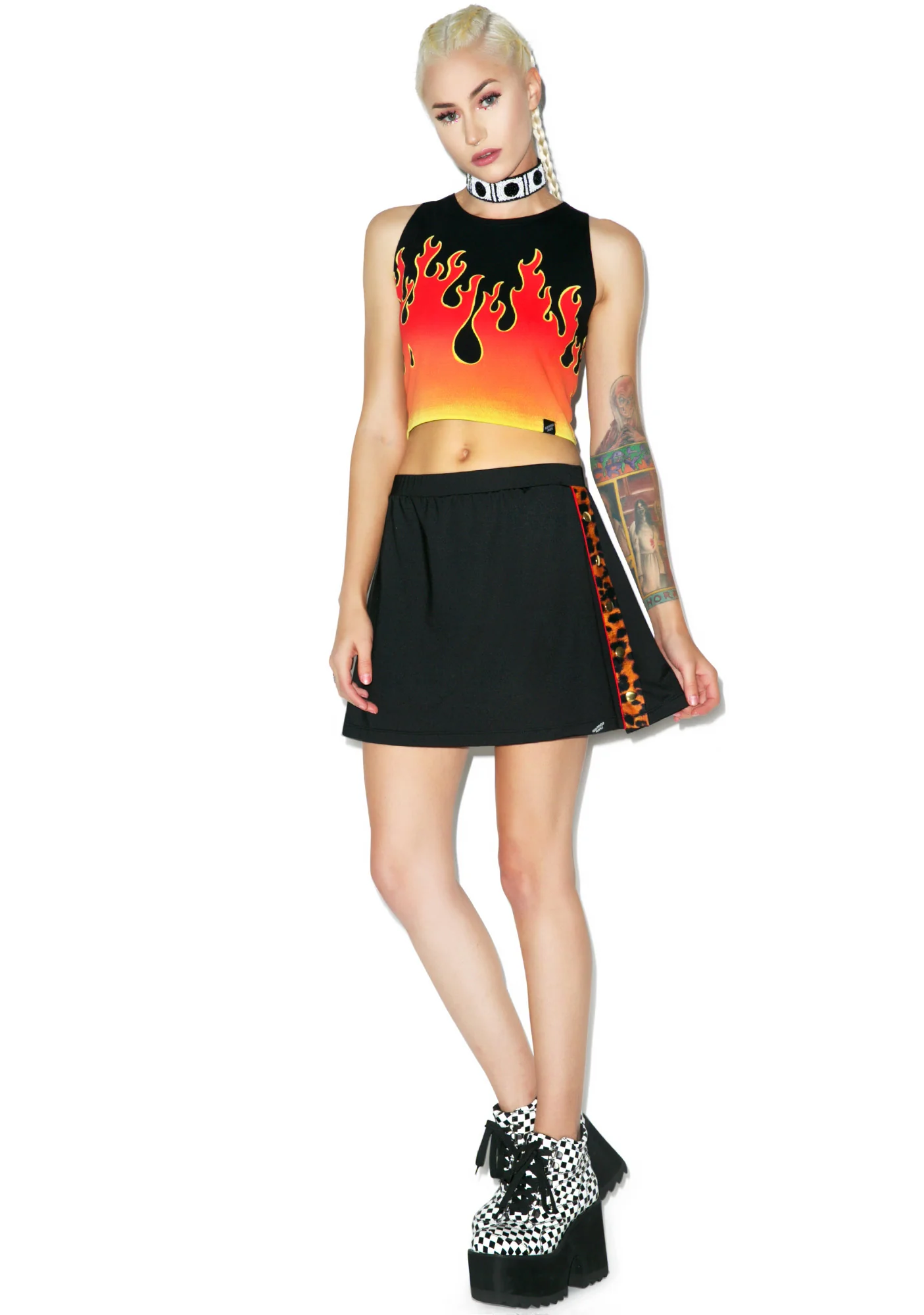 Leopard Popper Detail Sports Skirt - Image 4