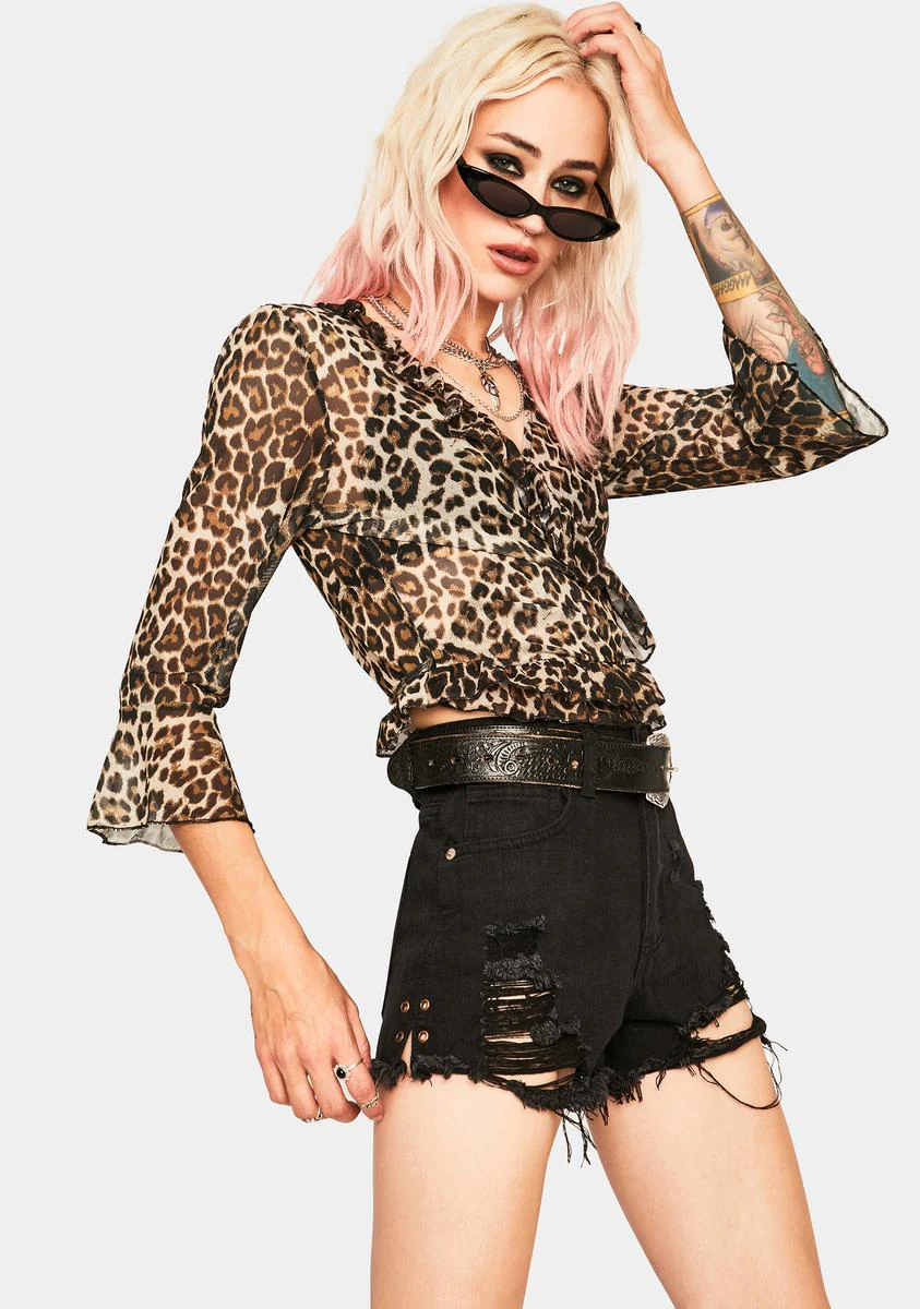 Leopard Ruffle Wrap Top - Image 2