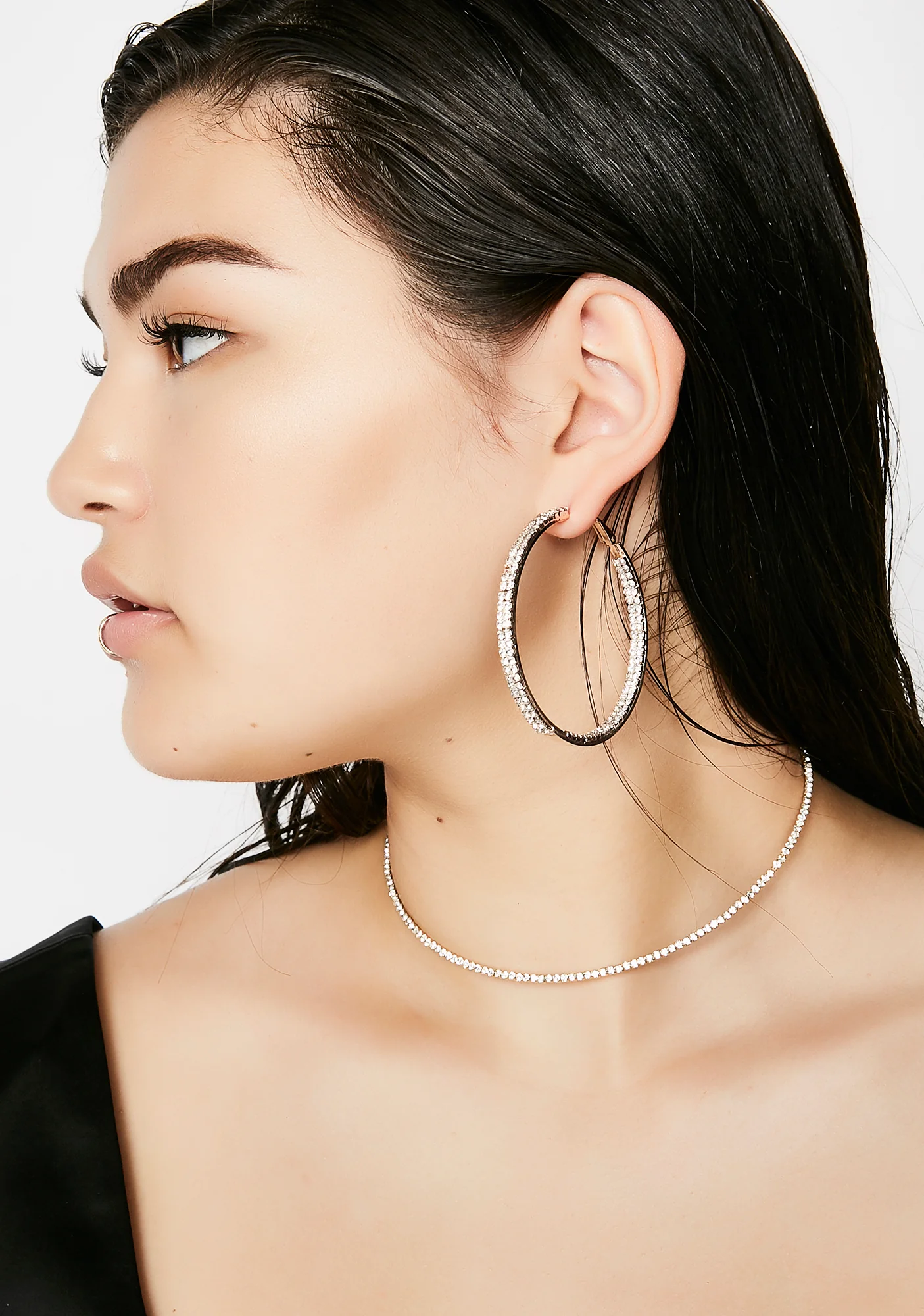 Light Flash Rhinestone Hoops - Image 4