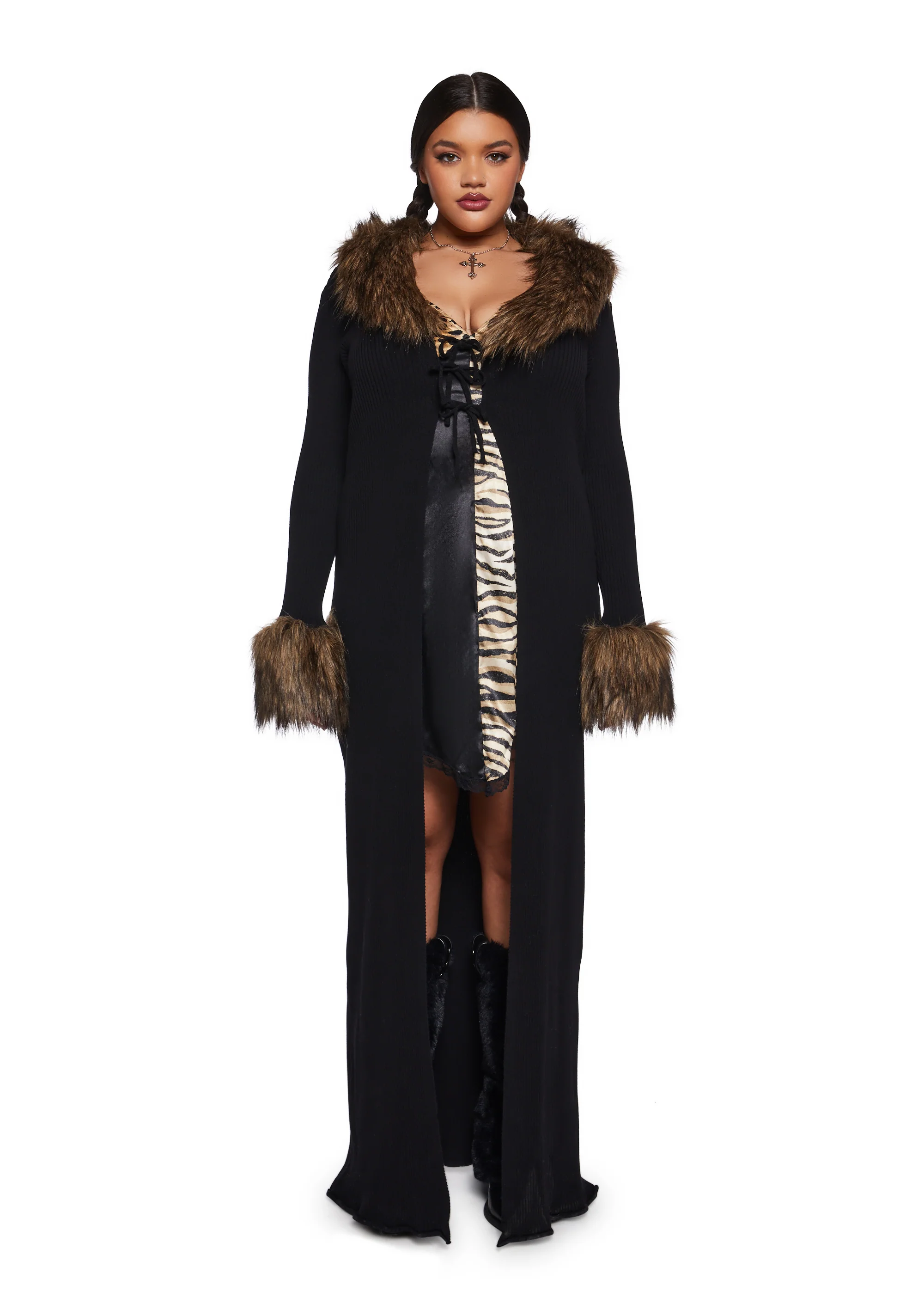 Like A Boss Faux Fur Duster - Image 2