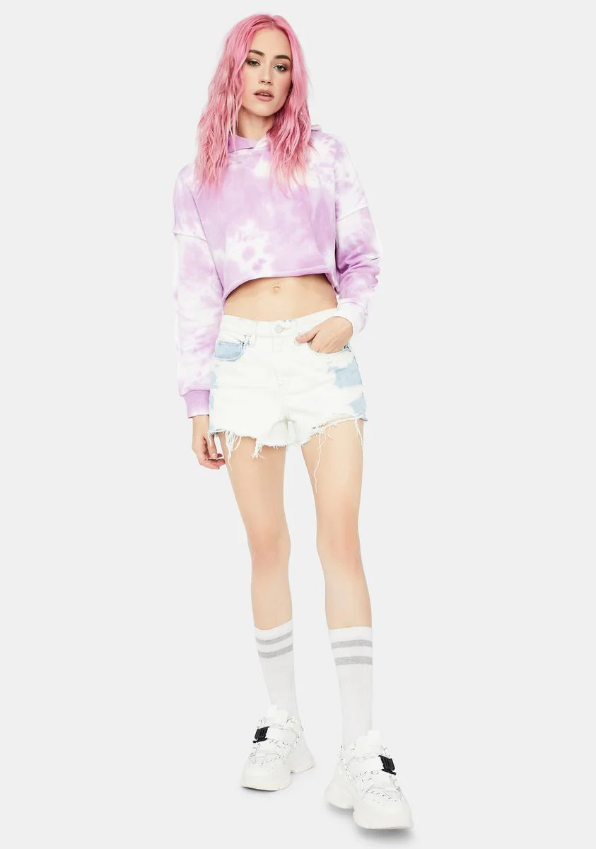 Lilac Easy There Tie Dye Cropped Hoodie - Image 3