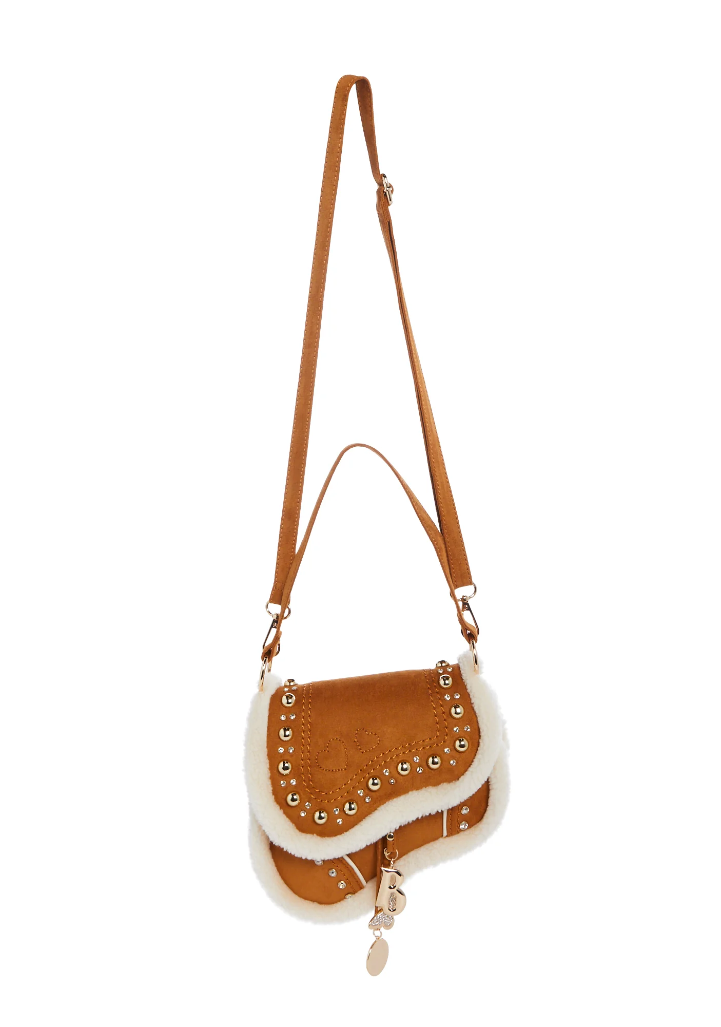 Livin' It Up Studded Saddle Bag - Brown - Image 5