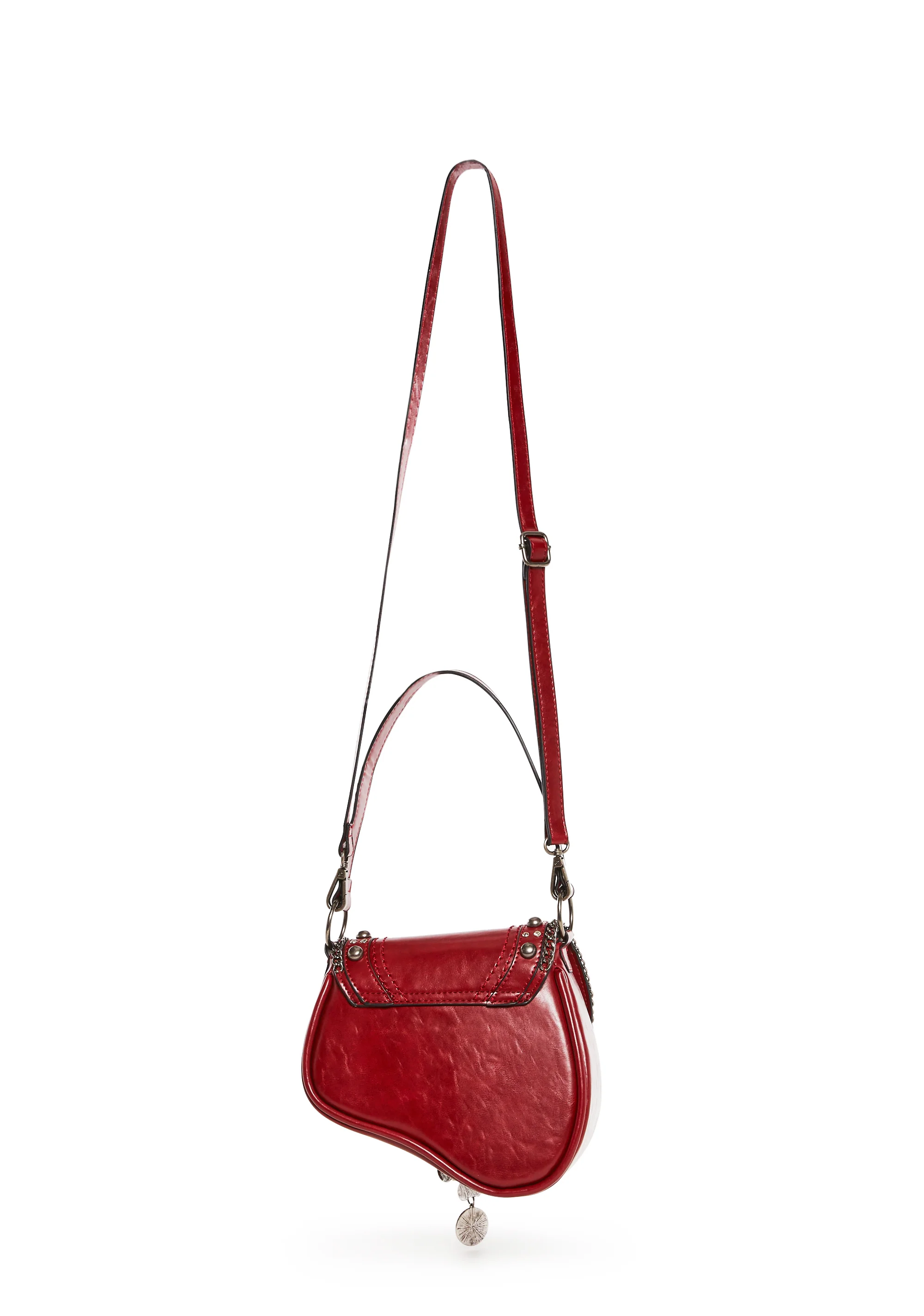 Livin' It Up Studded Saddle Bag - Red - Image 4