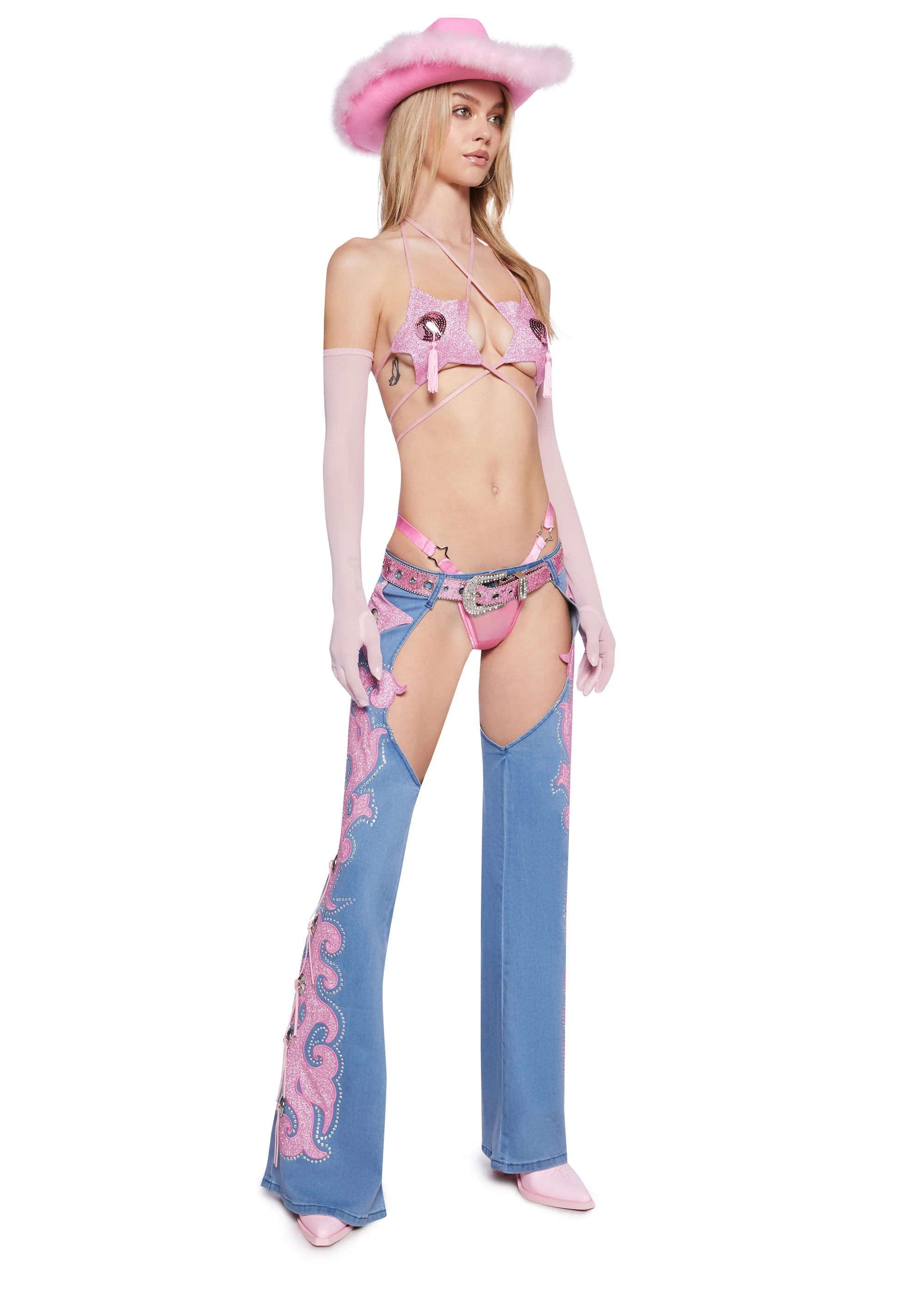 Longing Heart Denim Chaps - Blue - Image 2