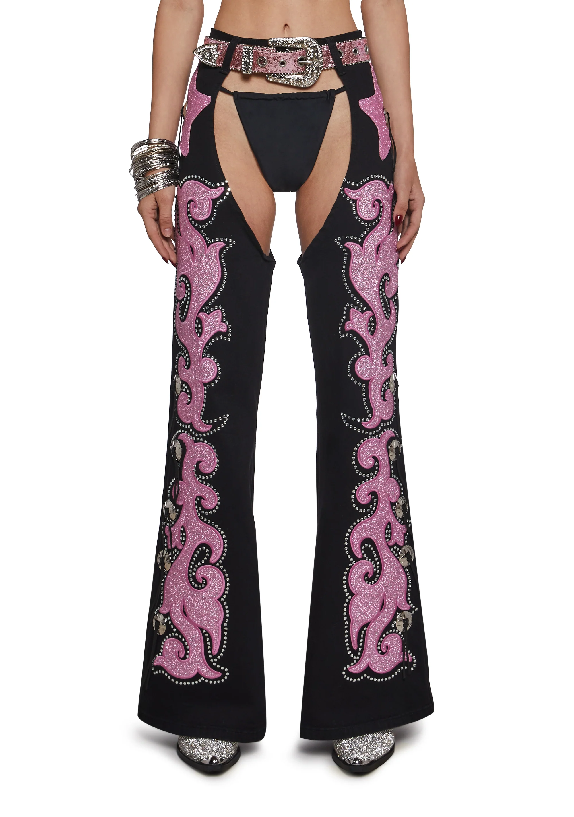 Longing Heart Denim Chaps - Black - Image 2