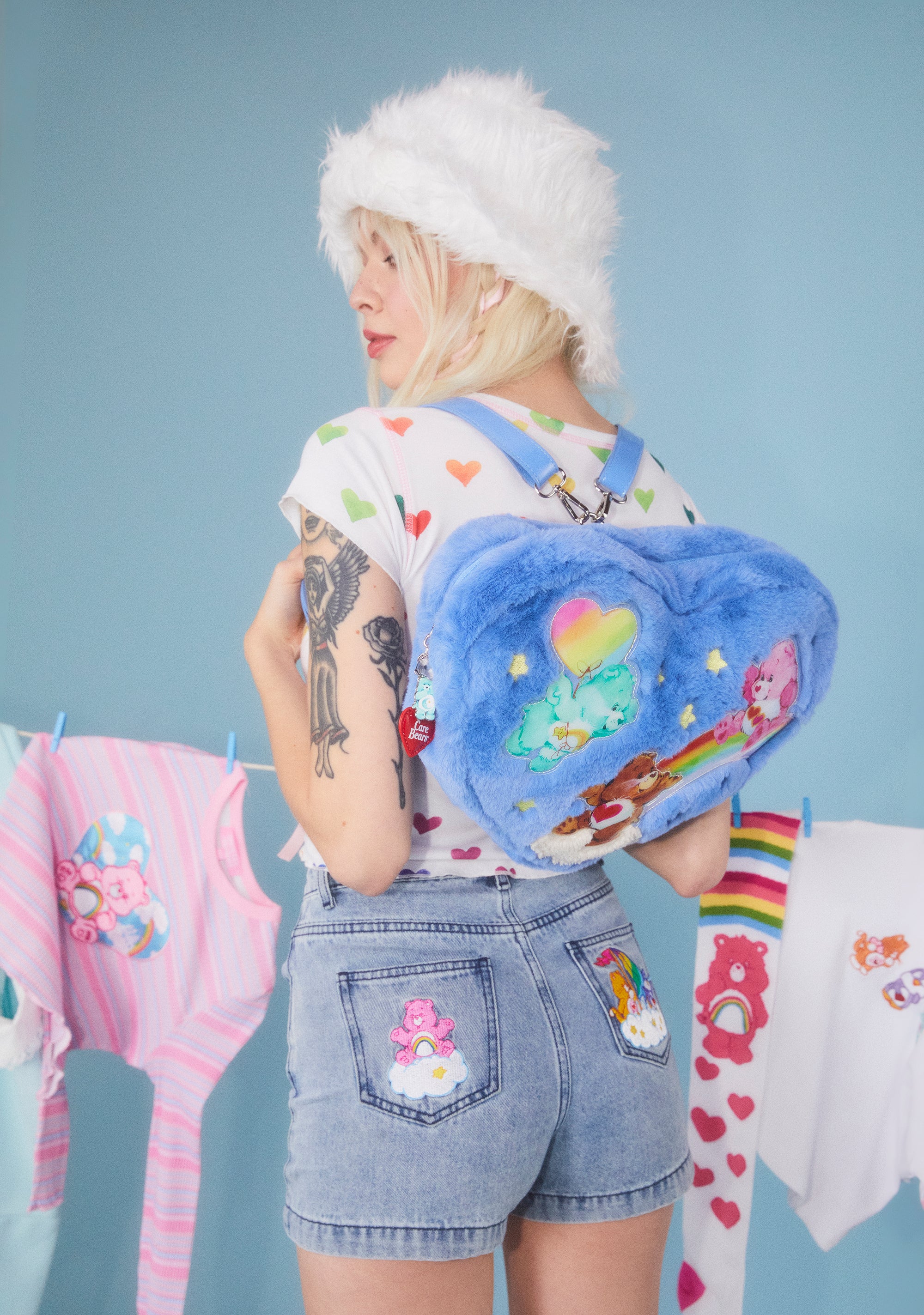 Lotsa Heart Hoodie Backpack - Blue - Image 7
