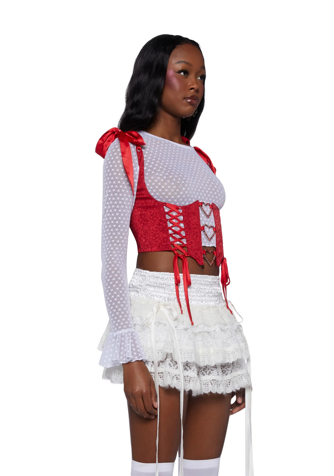 Love Affair Underbust Corset - Red - Image 3