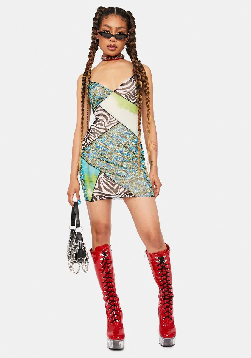 Love Fusion Patchwork Mini Dress - Image 3