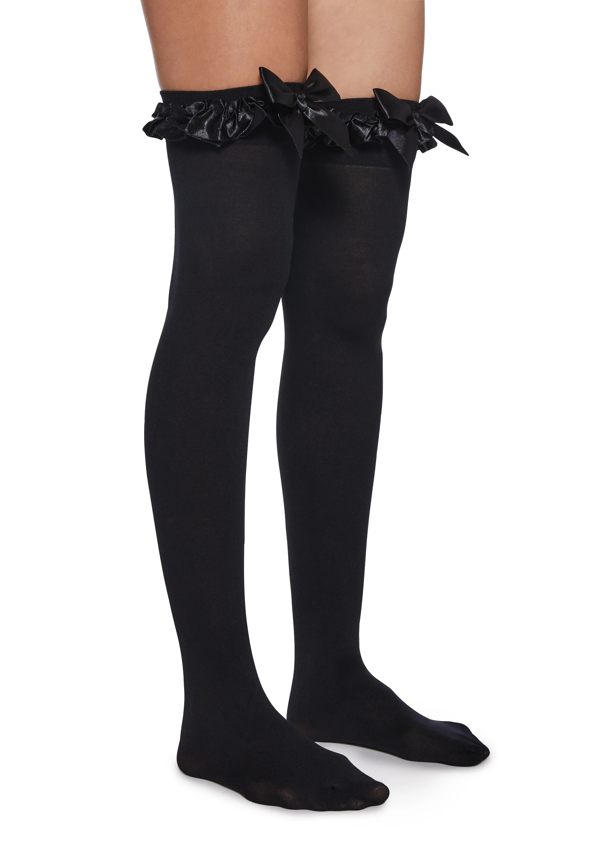 Love Of Mine Opaque Thigh Highs - Black - Image 2