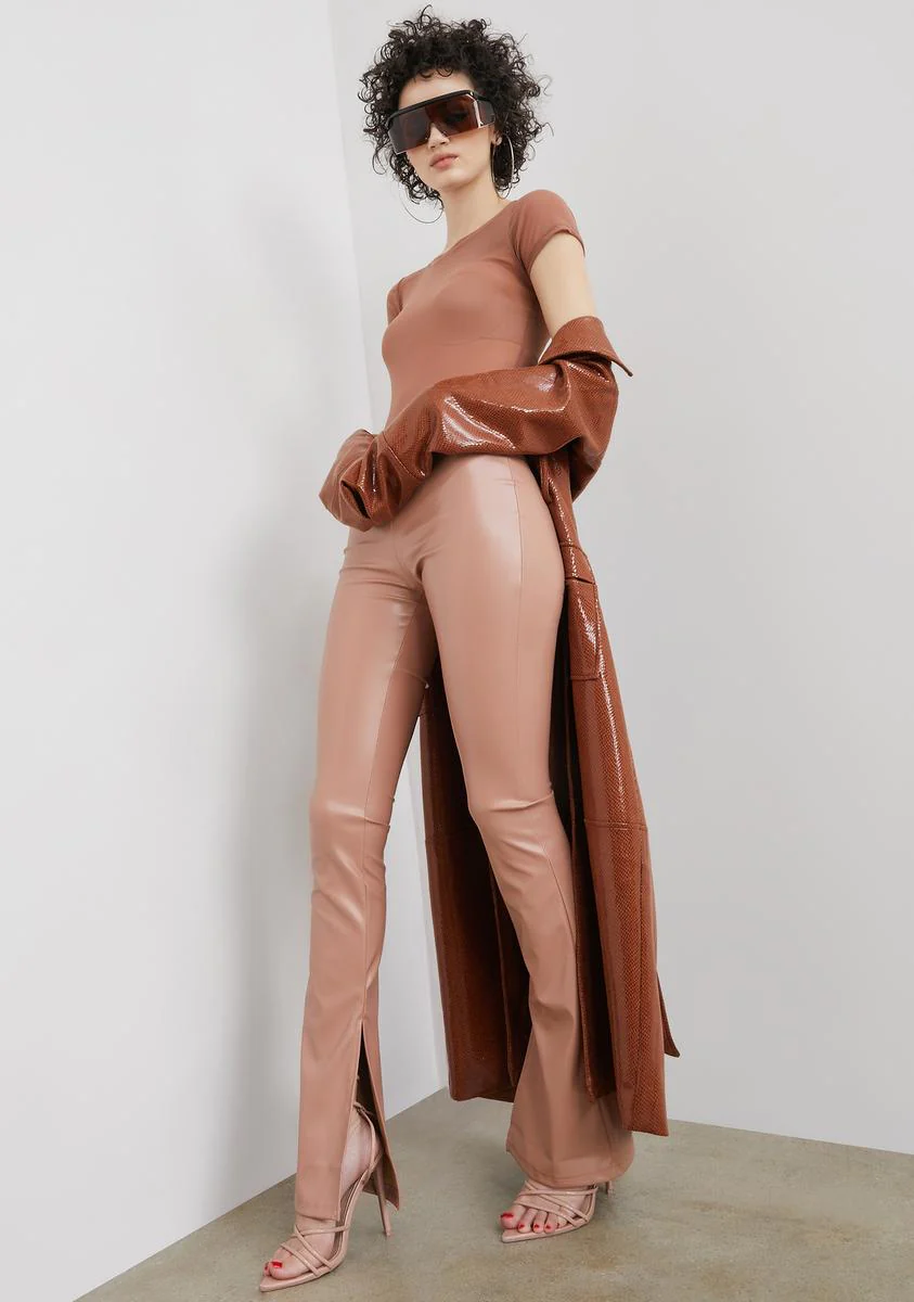 Love See Me Trending Vegan Leather Slit Pants - Image 2