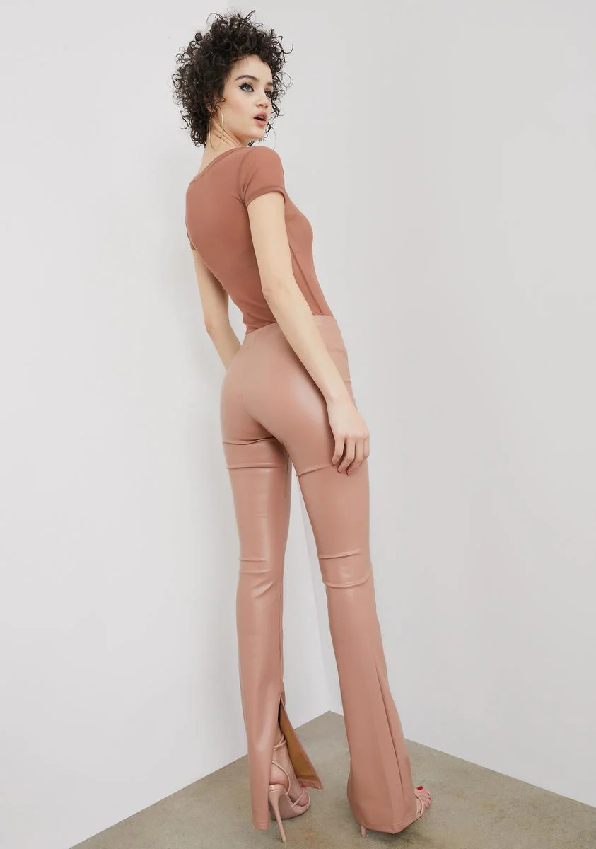 Love See Me Trending Vegan Leather Slit Pants - Image 4