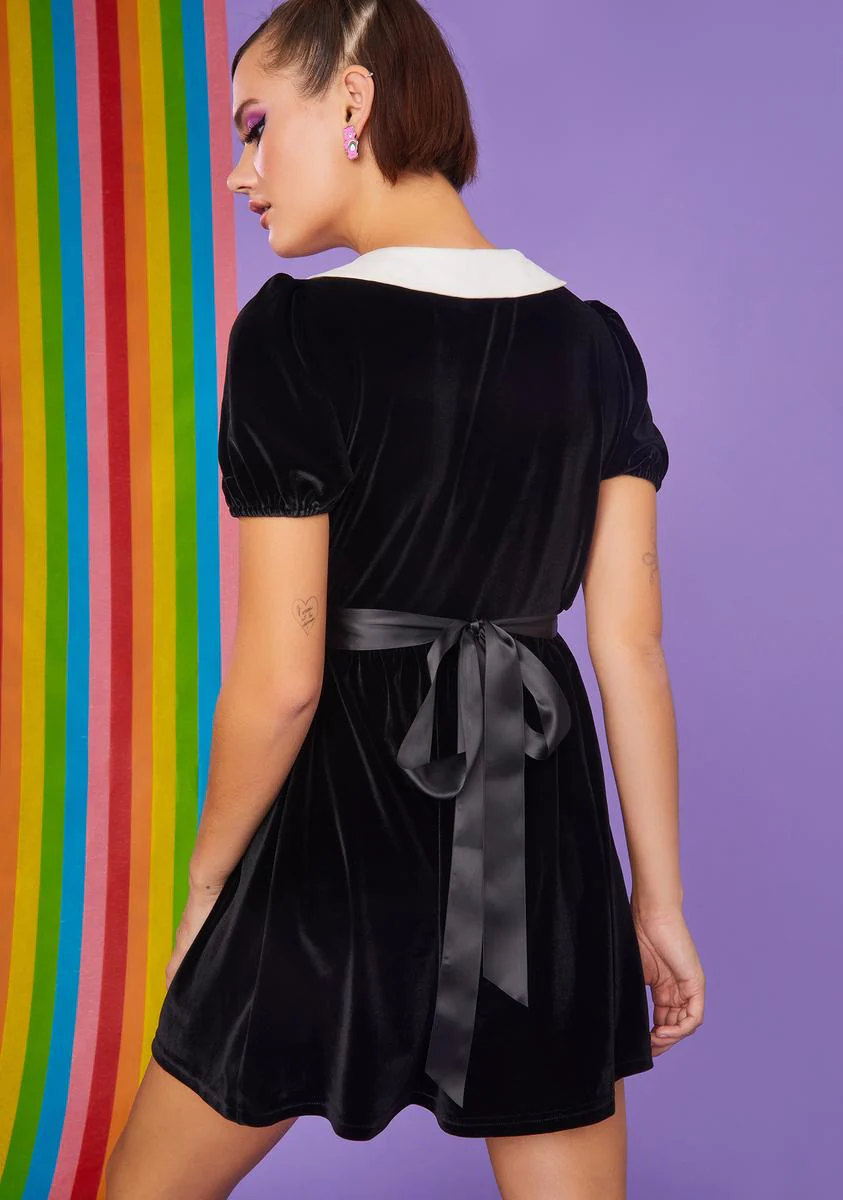 Love You Forever Velvet Babydoll Dress - Image 4