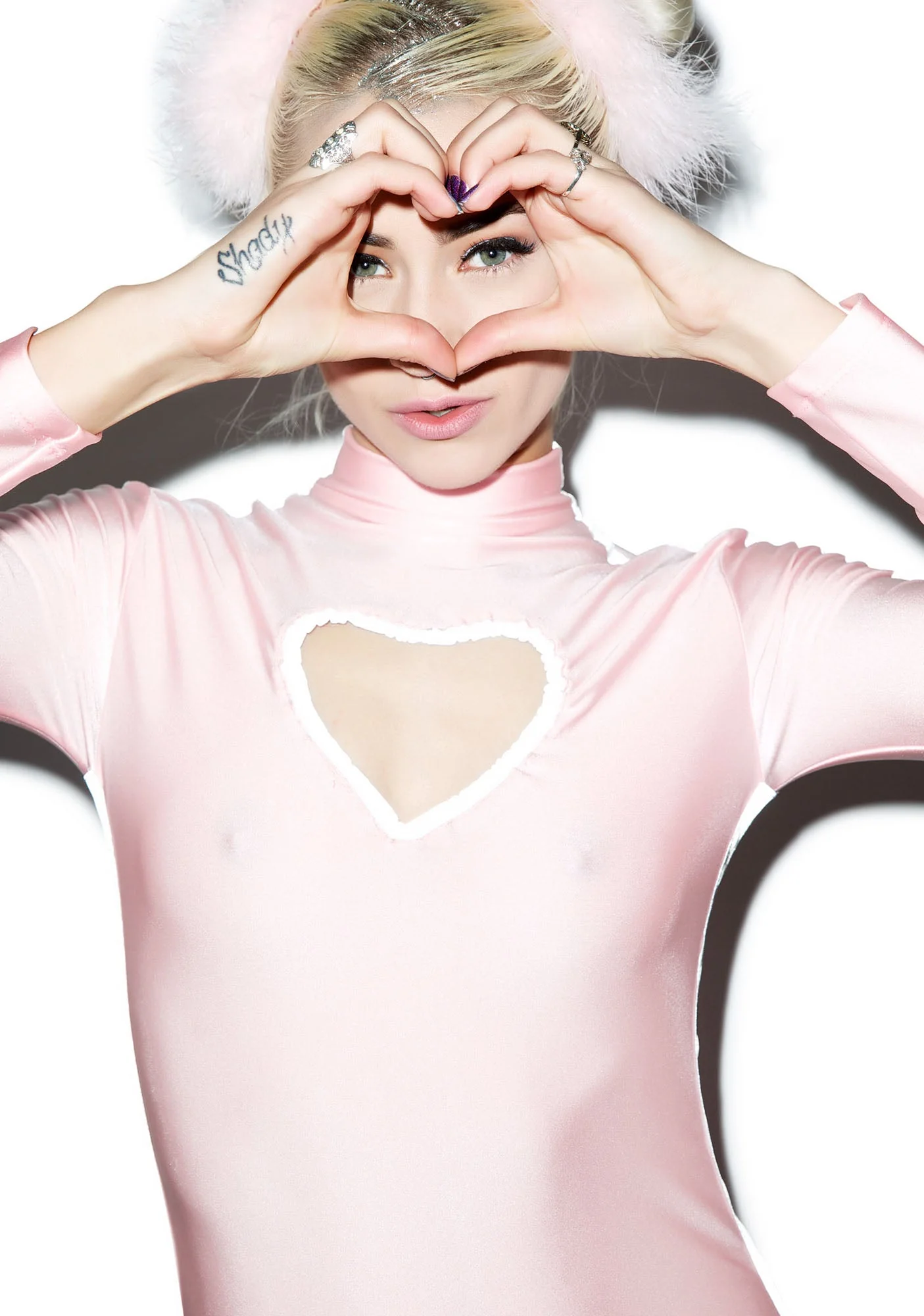 Lovr Heart Reflective Cutout Dress - Pink - Image 3