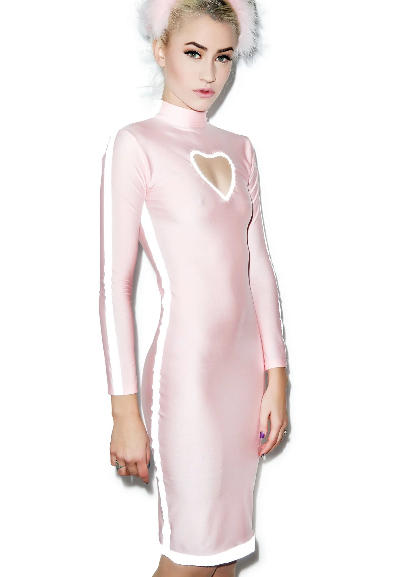 Lovr Heart Reflective Cutout Dress - Pink - Image 4