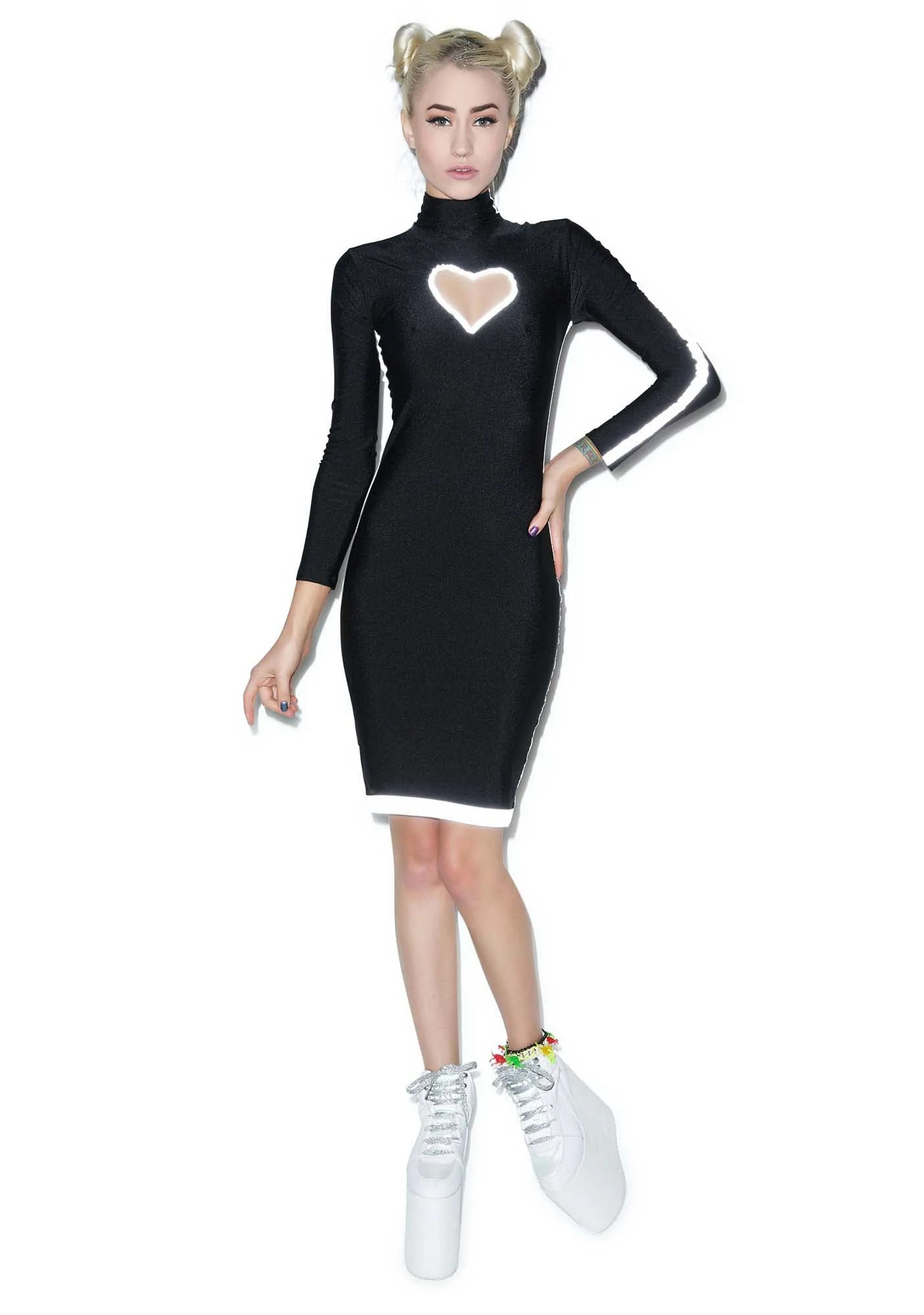 Lovr Heart Reflective Cutout Dress - Pink - Image 8
