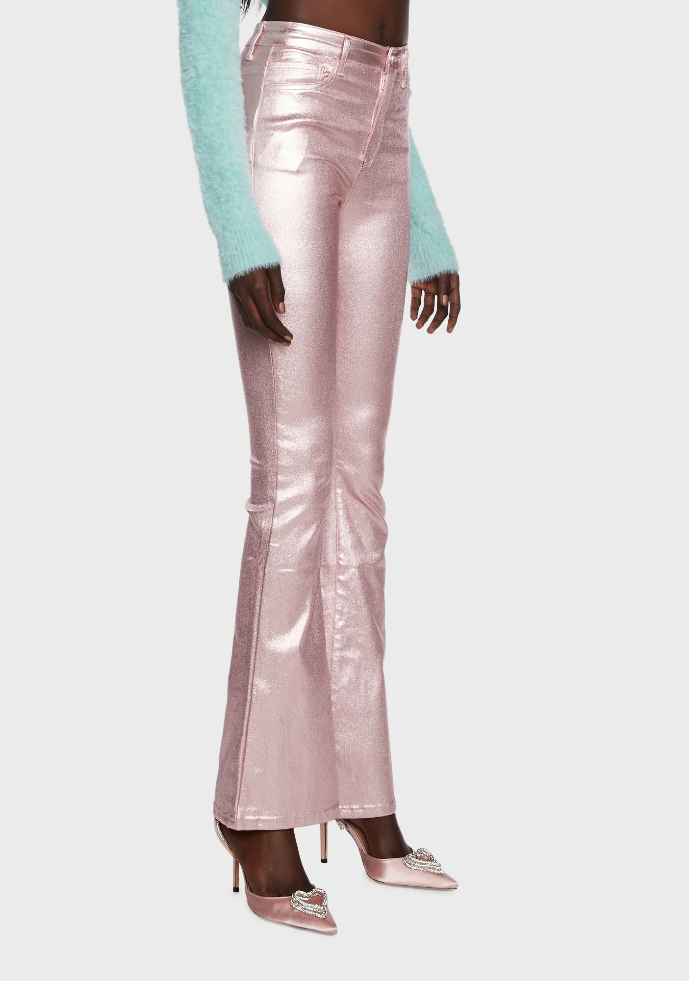 Luna Faux Leather Flare Jeans - Image 3